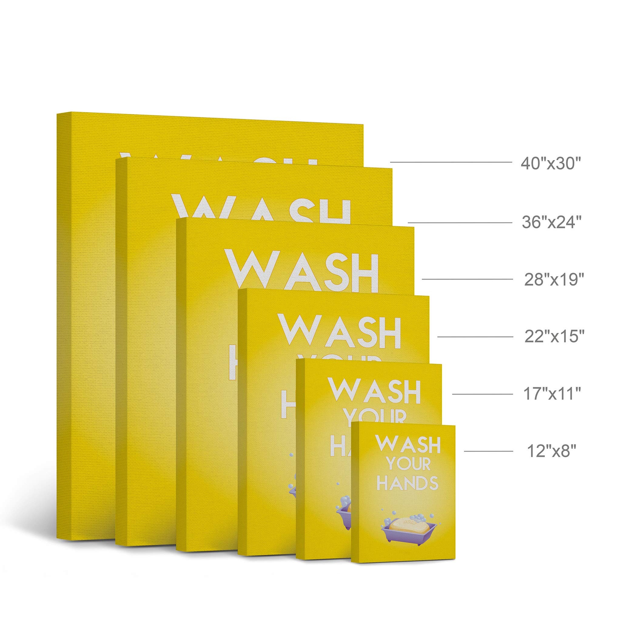 Wash Your Hands Quote Canvas Print - Smile Art Design Bathroom Decor for Kids, Nursery & Home - Ready to Hang 12x8 Wall Art (Made in USA) | Perfect for Bathroom Signs, Kids Room Decor & Housewarming Gifts