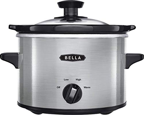 BELLA 1.5 Quart Slow Cooker Crock Pot - Stainless Steel Small Crockpot for Soups, Stews & Dips - Perfect for Dorm Rooms, Office Lunches & Family Meals (Model WJ-1500)