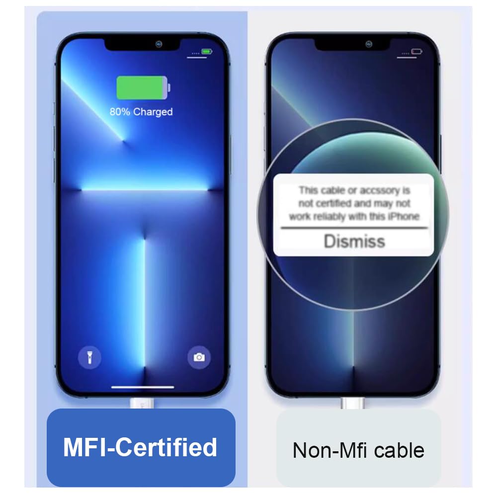VFZYAN 2 Pack USB C to iPhone Fast Charger Cable, 20W PD Fast Charging Cable (2M/6.6ft) for iPhone 14/13/12/11/Pro Max/Mini/XS/XR/X & iPad - Perfect for Home, Office & Travel Charging