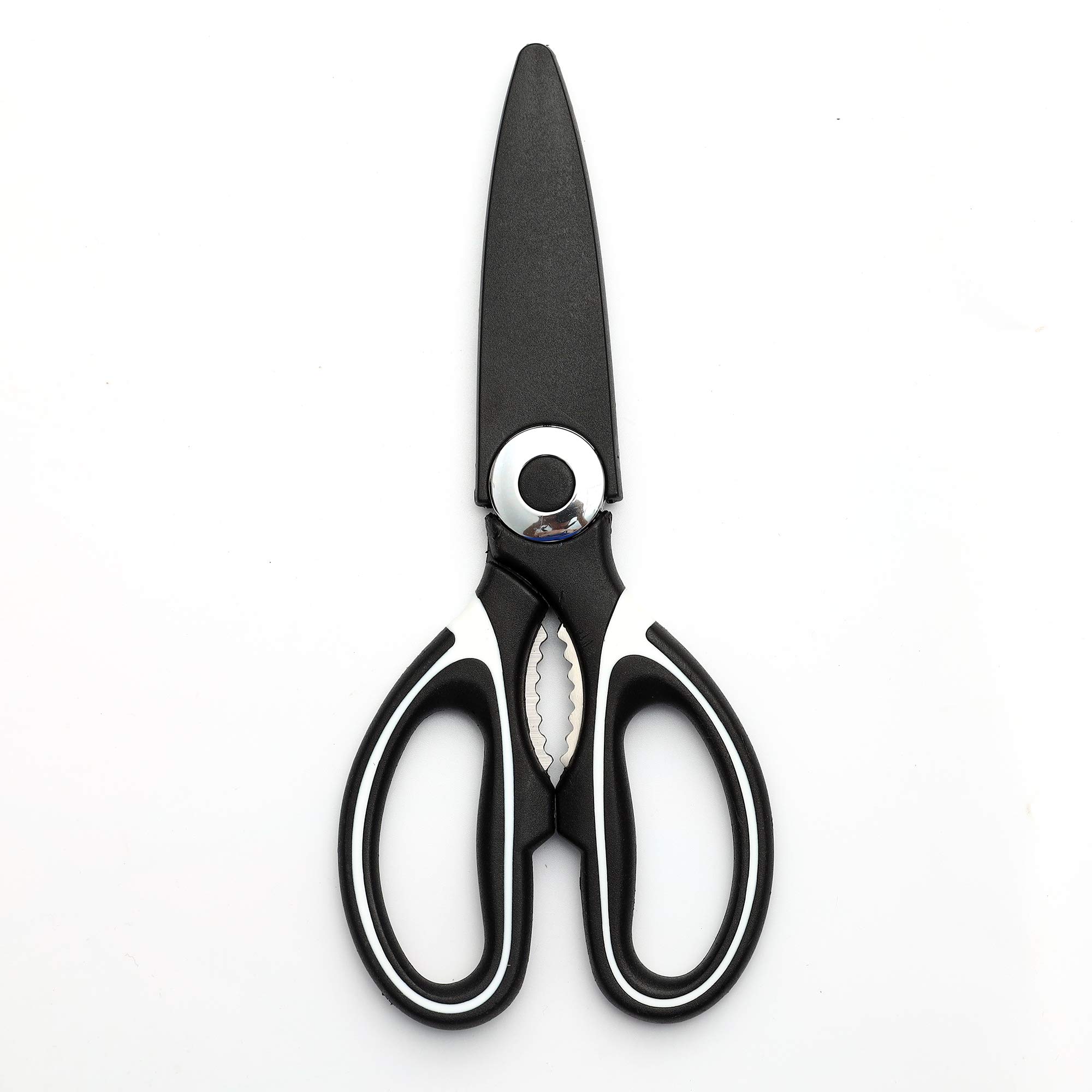 Heavy Duty Kitchen Scissors - Multi-Purpose Food Scissors for Left & Right Handed Users | Poultry Shears, Herb Cutter, Meat Scissors, Pizza Cutter | Dishwasher Safe with 1-Year Warranty | Perfect for Cooking, Food Prep & Kitchen Tasks