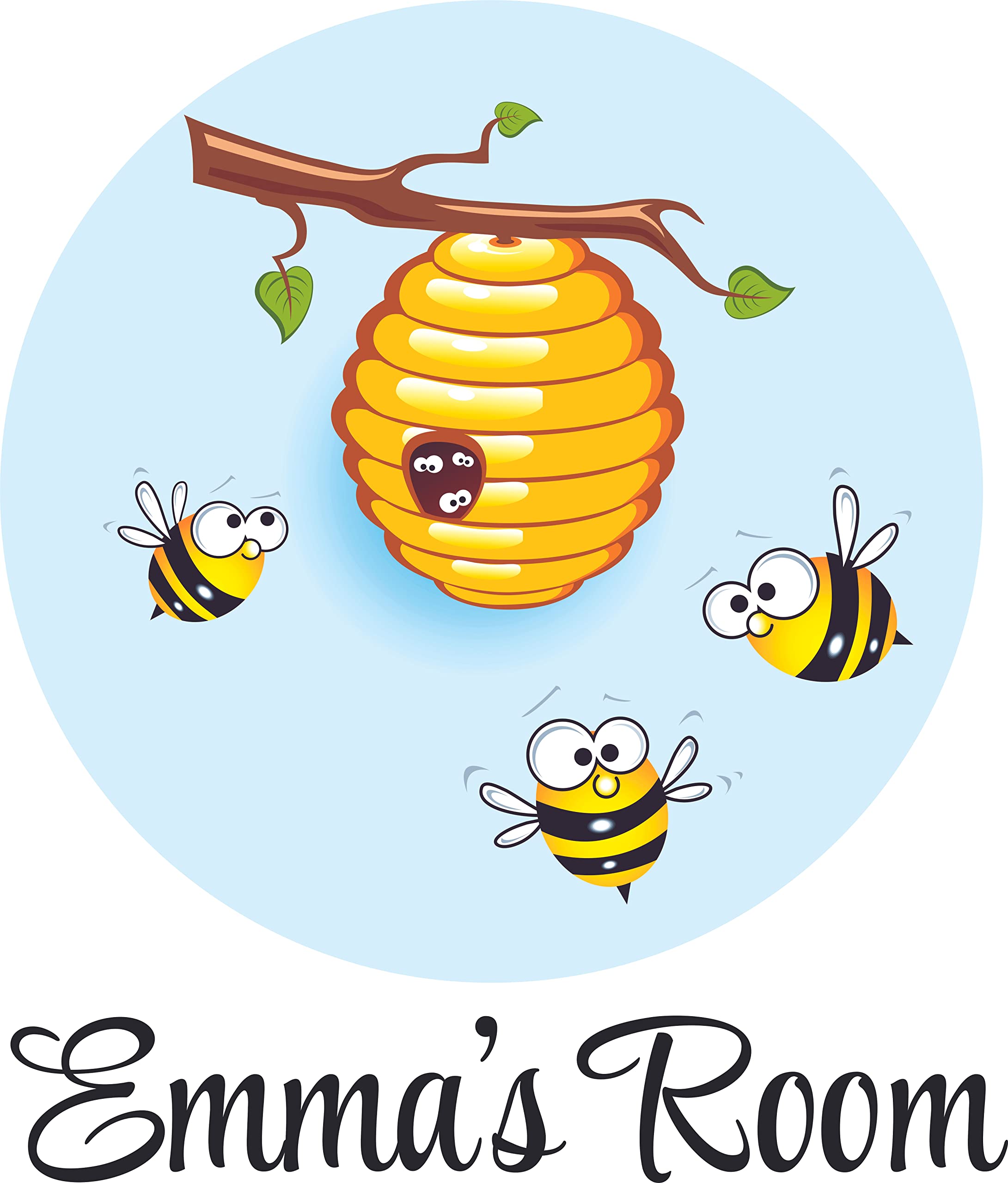 Custom Honey Bee Stickers - Beehive Honeycomb Wall Decals for Kids Room & Classroom Decor - 40x40 Inch Adorable Nursery Stickers for Boys & Girls - Perfect for Bedroom, Playroom and School Decorations