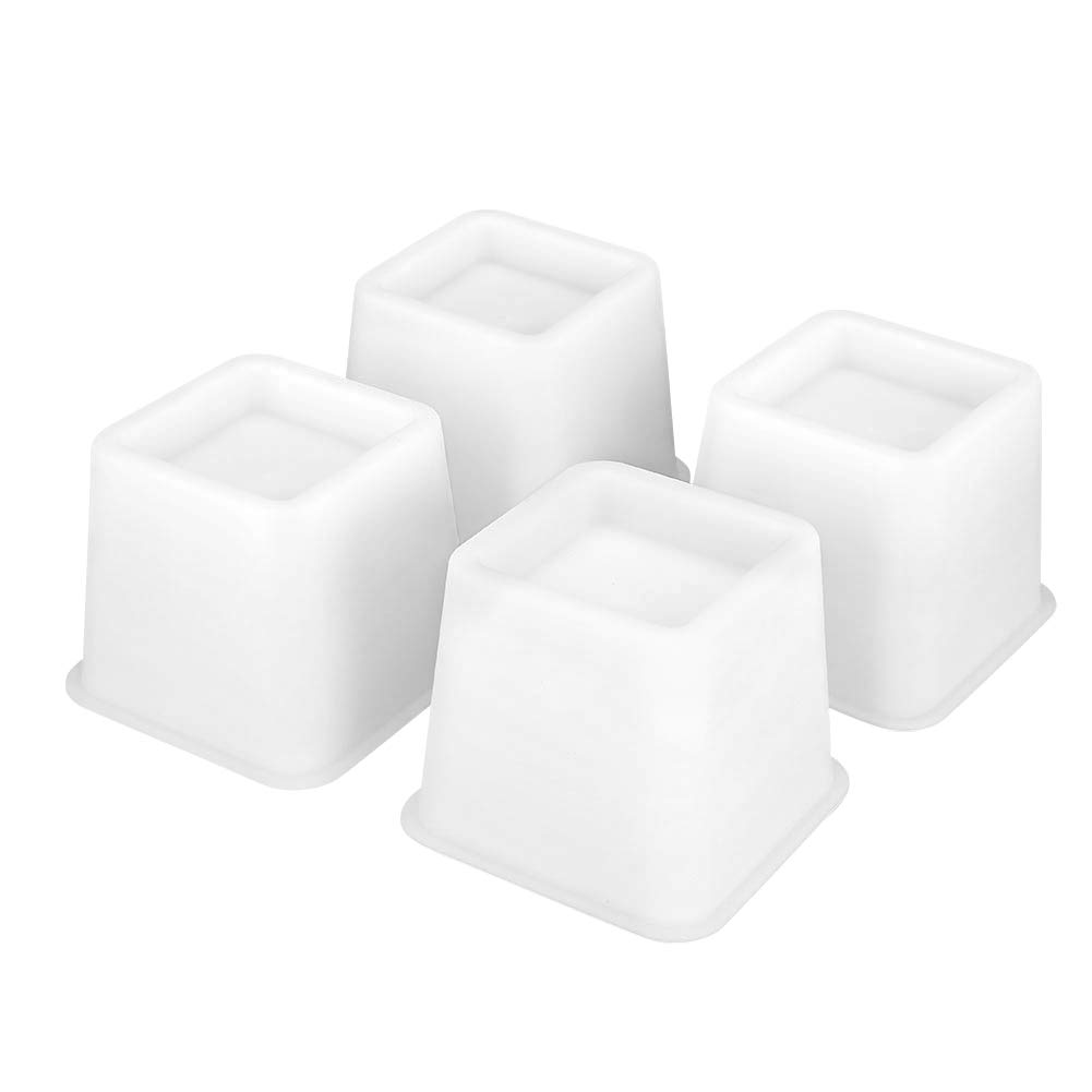 Premium Heavy Duty Bed & Furniture Risers - 4 Inch Height, White - Supports Sofas, Tables, Chairs & Beds - Ideal for Dorm Rooms, Home Offices & Small Space Living