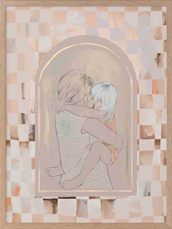 Cuddles Framed Art Print - Heartwarming Wall Decor for Living Room, Bedroom & Nursery - Perfect Gift for Home Decor & Housewarming