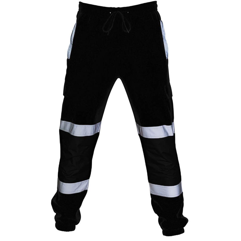 High Visibility Pants for Men - Reflective Safety Work Pants with Neon Drawstring & Reflective Tape | Construction, Road Work, Night Running & Outdoor Activities