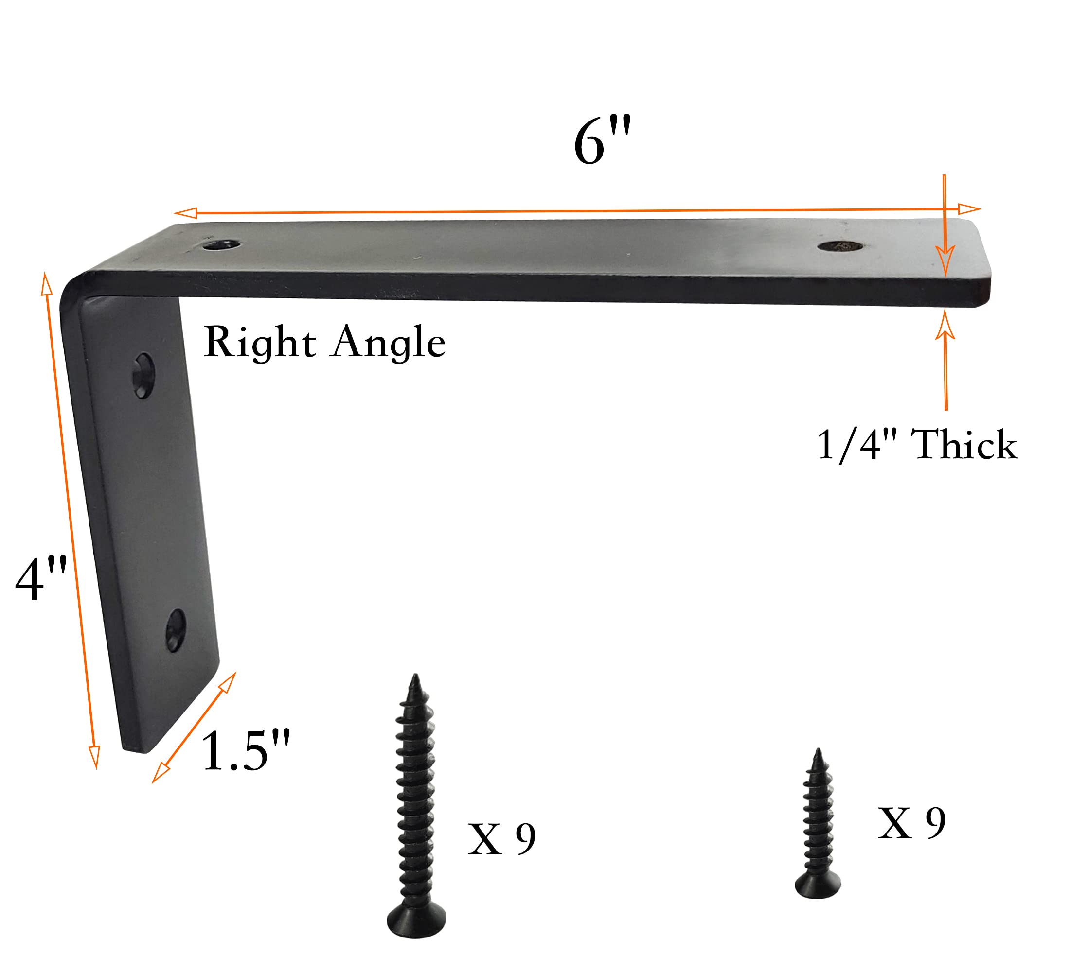 Premium Heavy Duty Black Metal Shelf Brackets - Jikacok L Brackets for Shelves with Mounting Hardware | Sturdy Support for Floating Shelves, Bookshelves & Wall Storage in Home, Office & Garage