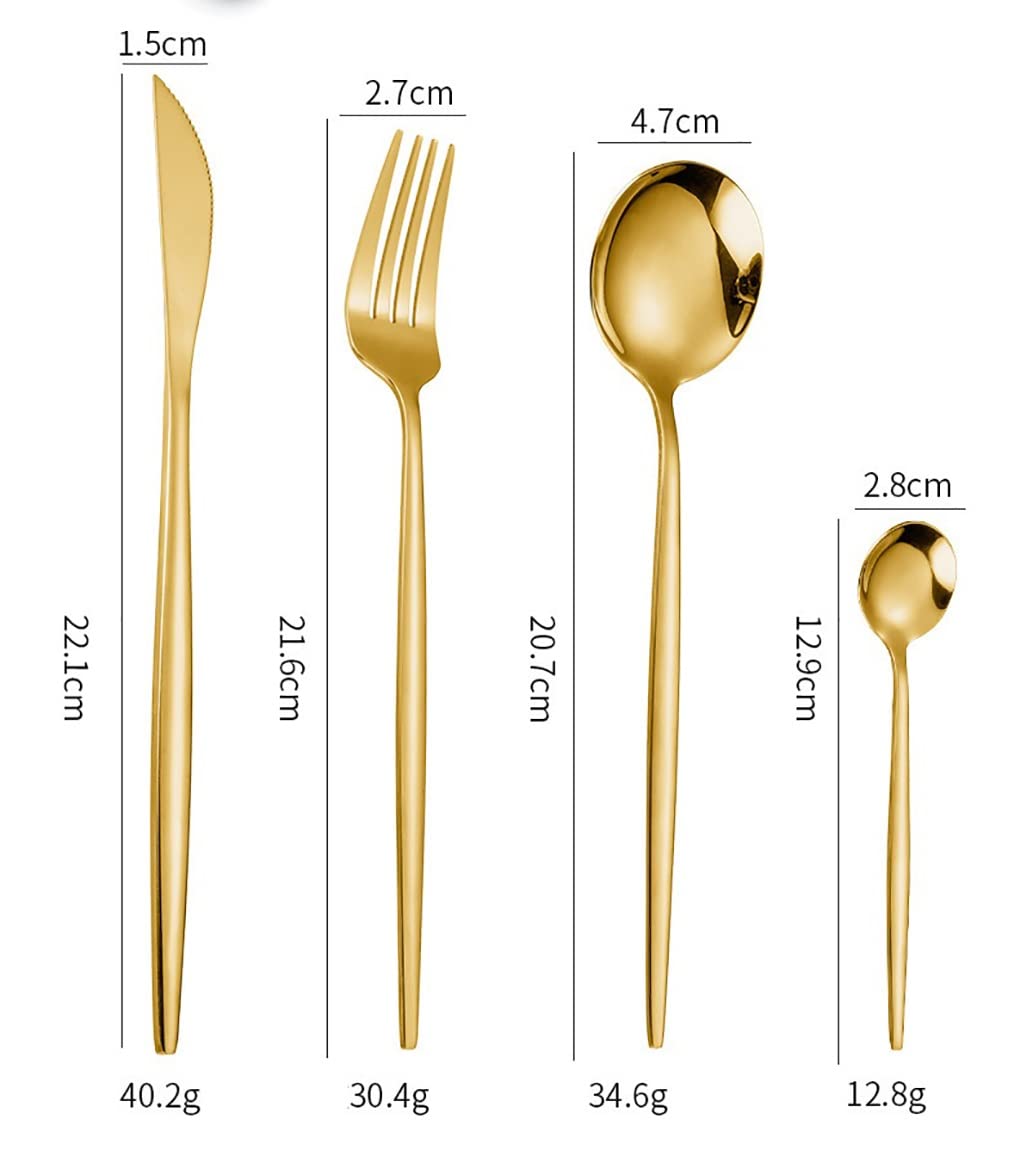 24-Piece Stainless Steel Silverware Set - Durable Flatware Cutlery for Travel, Camping & Home Use - Includes Steak Knives, Forks & Coffee Spoons - Reusable Portable Dinnerware (Black) - Perfect for Outdoor Picnics, RV Trips & Everyday Dining