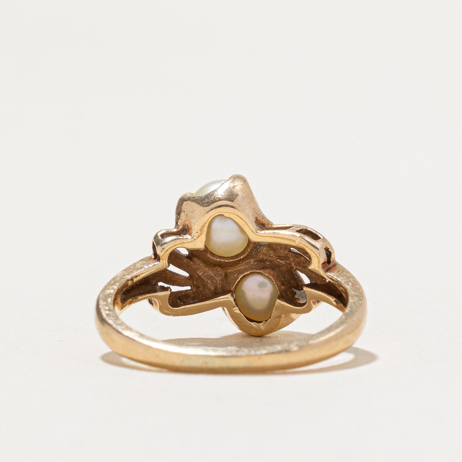 Two Stone Pearl Ring - Size 4.25 | Elegant Stackable Jewelry for Women, Perfect for Weddings, Anniversaries & Everyday Wear