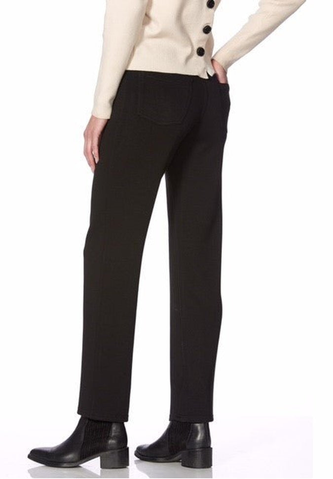 HUE PontEase Straight Leg Pants for Women - Comfortable Office Work Pants, Stretch Fabric, Professional Business Attire (Black, Size 6) | Perfect for Work, Business Meetings & Daily Commute