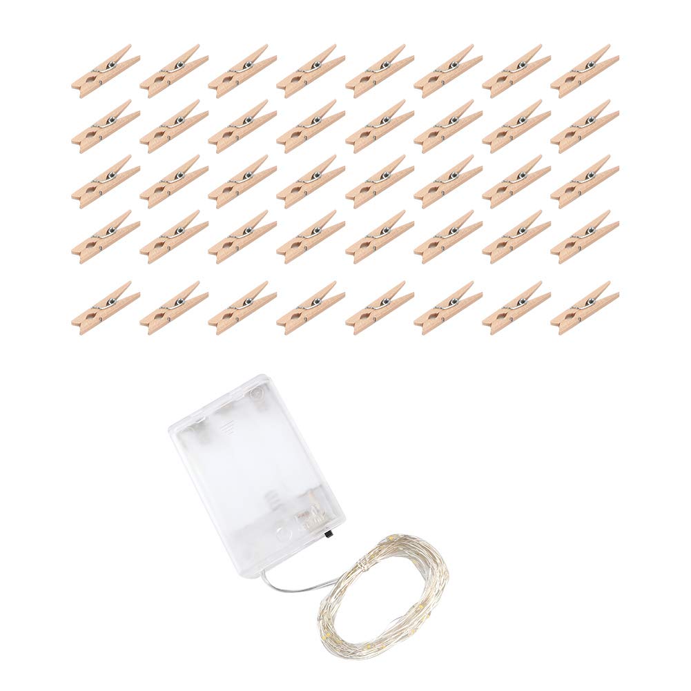 BORDSTRACT LED Photo Clip String Lights - 2m/6.6ft Hanging Picture Lights with Clips for Photos, Memos & Decor - Perfect for Wedding, Party, Dorm, Bedroom & Living Room Wall Decoration | Create Cozy Ambiance for Romantic Nights & Special Events