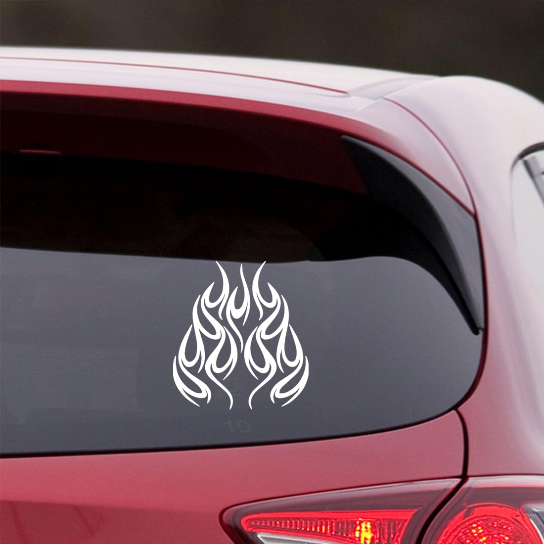 Premium Waterproof Vinyl Flame Decals (White, Set of 2) - Motorcycle Graphics Stickers for Laptop, Phone, Helmet, Car Window, Bumper, Mug, Cup, Door & Wall - Durable Adhesive for Outdoor & Indoor Use