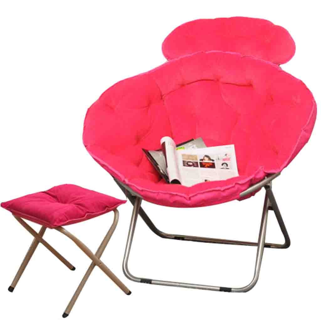 BSBS Moon Chair - Foldable Round Steel Frame Portable Chair for Indoor/Outdoor Use - 6 Color Options (Color F) - Perfect for Living Room, Bedroom, Patio, Camping & Relaxation