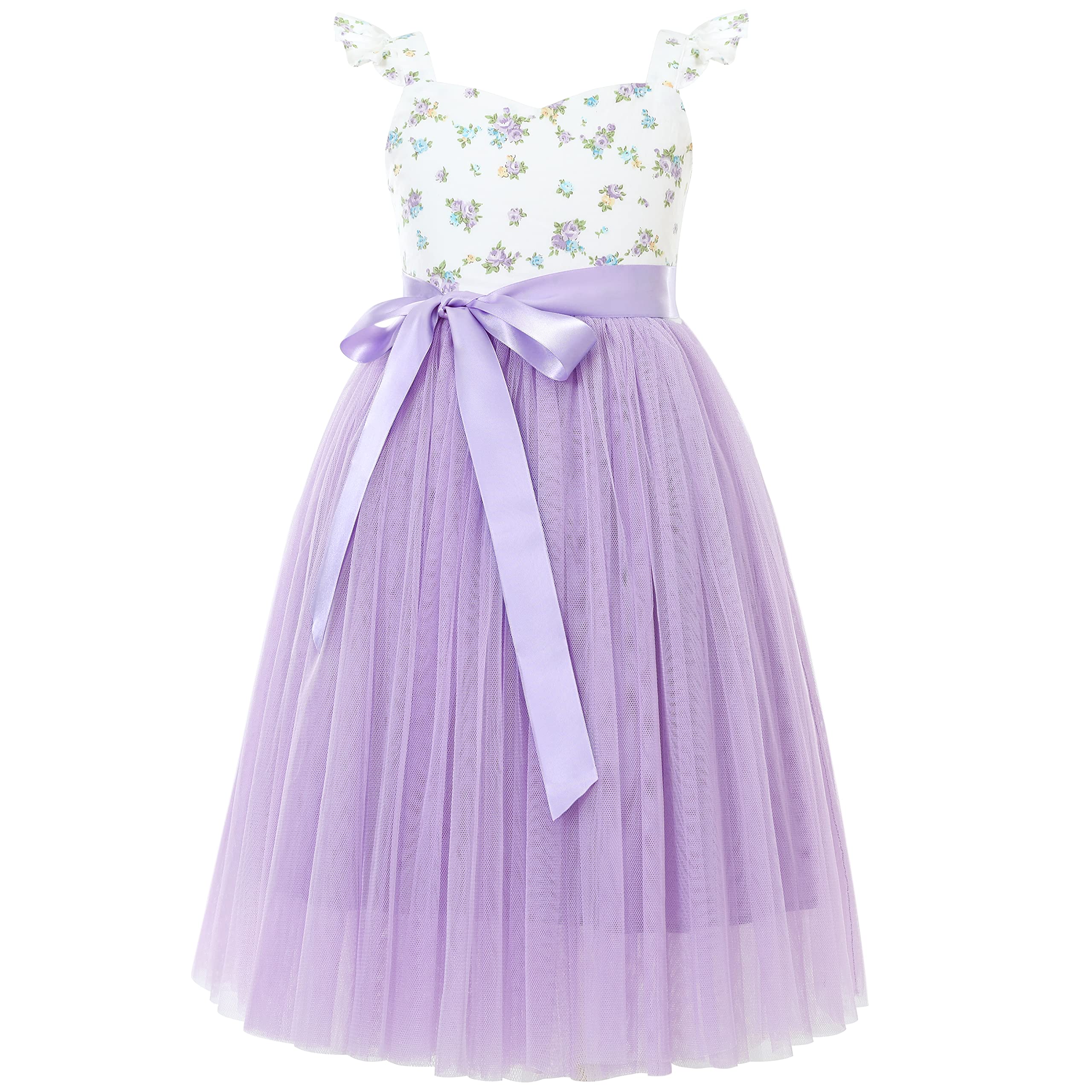 Flofallzique Girls Tulle Dress Floral Print - Summer Wedding Birthday Easter Party Outfit for Toddlers | Perfect for Tea Parties, Photo Shoots & Special Occasions