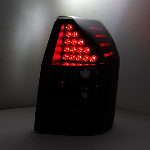 AKKON Black Headlights & LED Smoke Tail Lights for 2005-2008 Dodge Magnum - Left & Right Side Replacement - Upgrade Your Car's Style & Night Visibility for Driving & Custom Builds