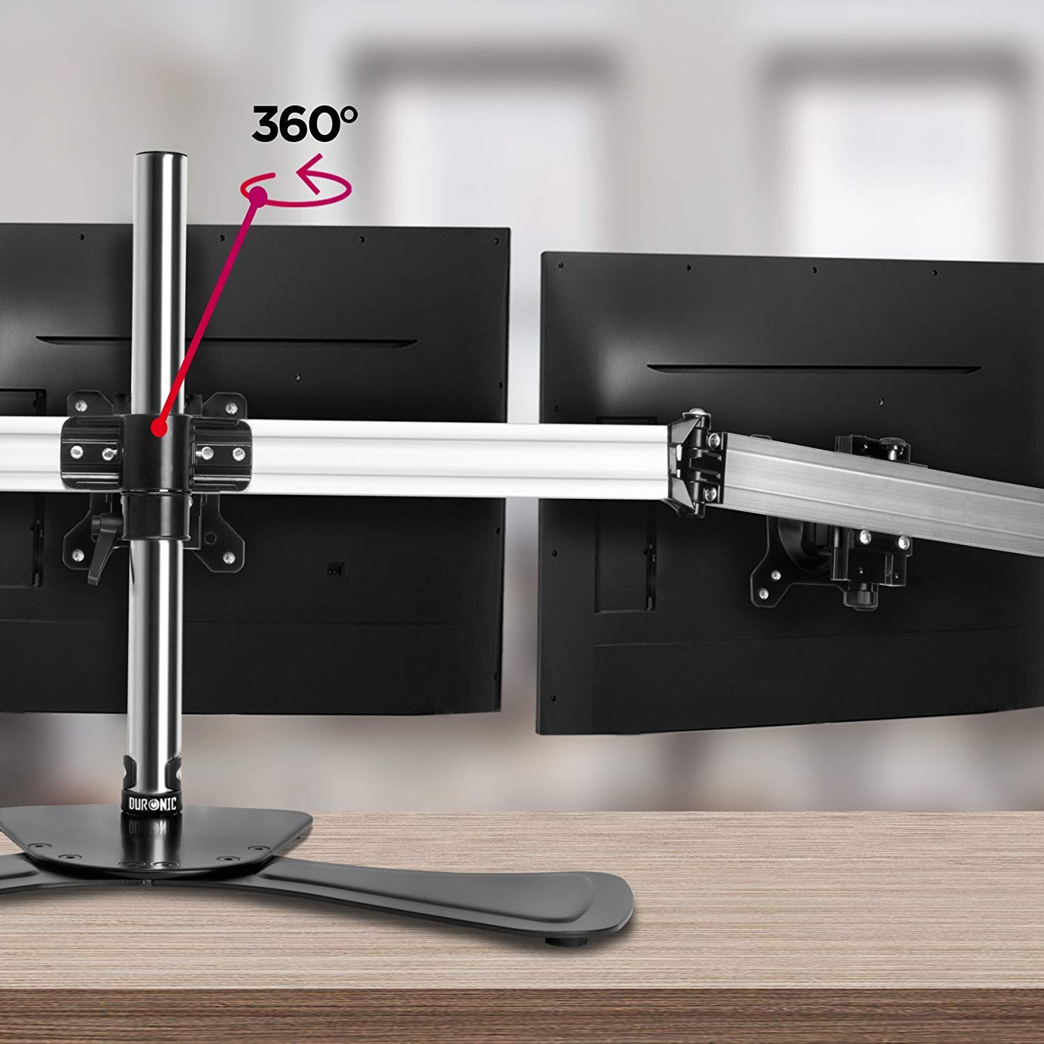 Duronic DM753 Triple Monitor Stand - Freestanding Desk Mount for 3 Screens (15-24 Inch, 8kg Capacity, VESA 75/100) - Black | Perfect for Home Office, Gaming Setup & Multi-Tasking Workspaces