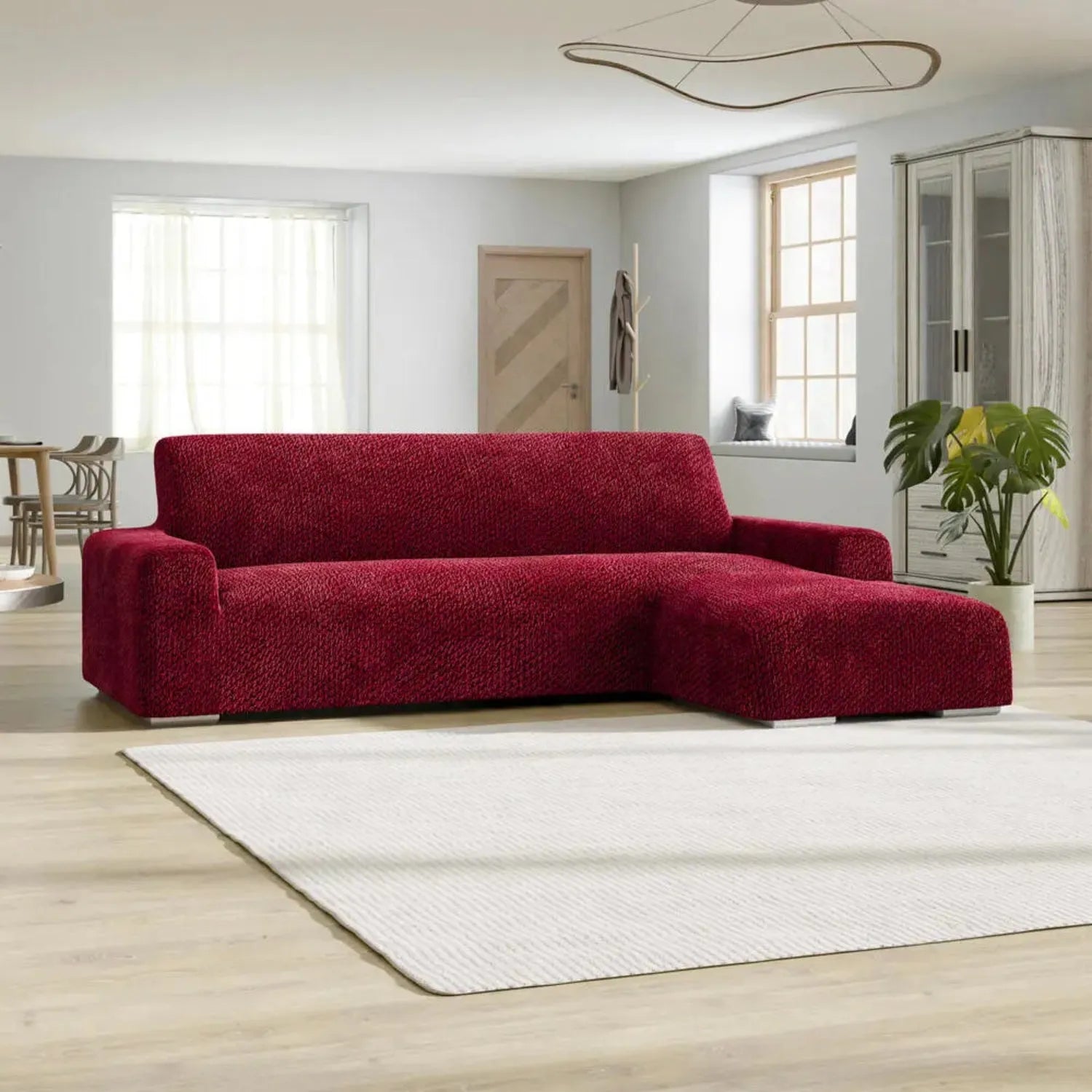 L Shaped Sofa Slipcover with Right Chaise - Soft Velvet Fabric for Sectional Couches - Perfect for Living Room, Home Theater & Family Gatherings