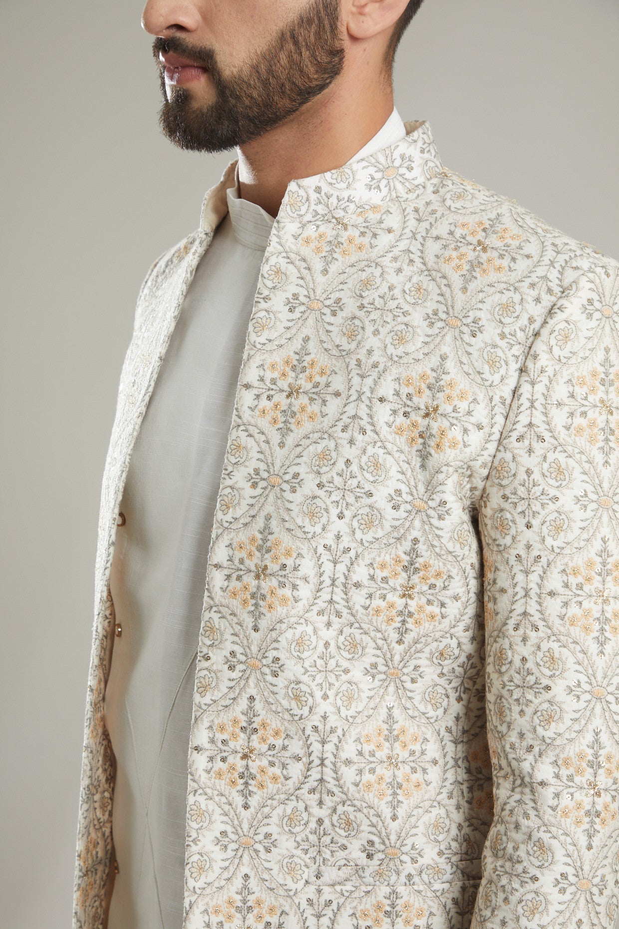 Elegant Nude Chanderi Jacket for Women - Lightweight & Breathable Summer Cover-Up - Perfect for Beach, Weddings, and Casual Outings