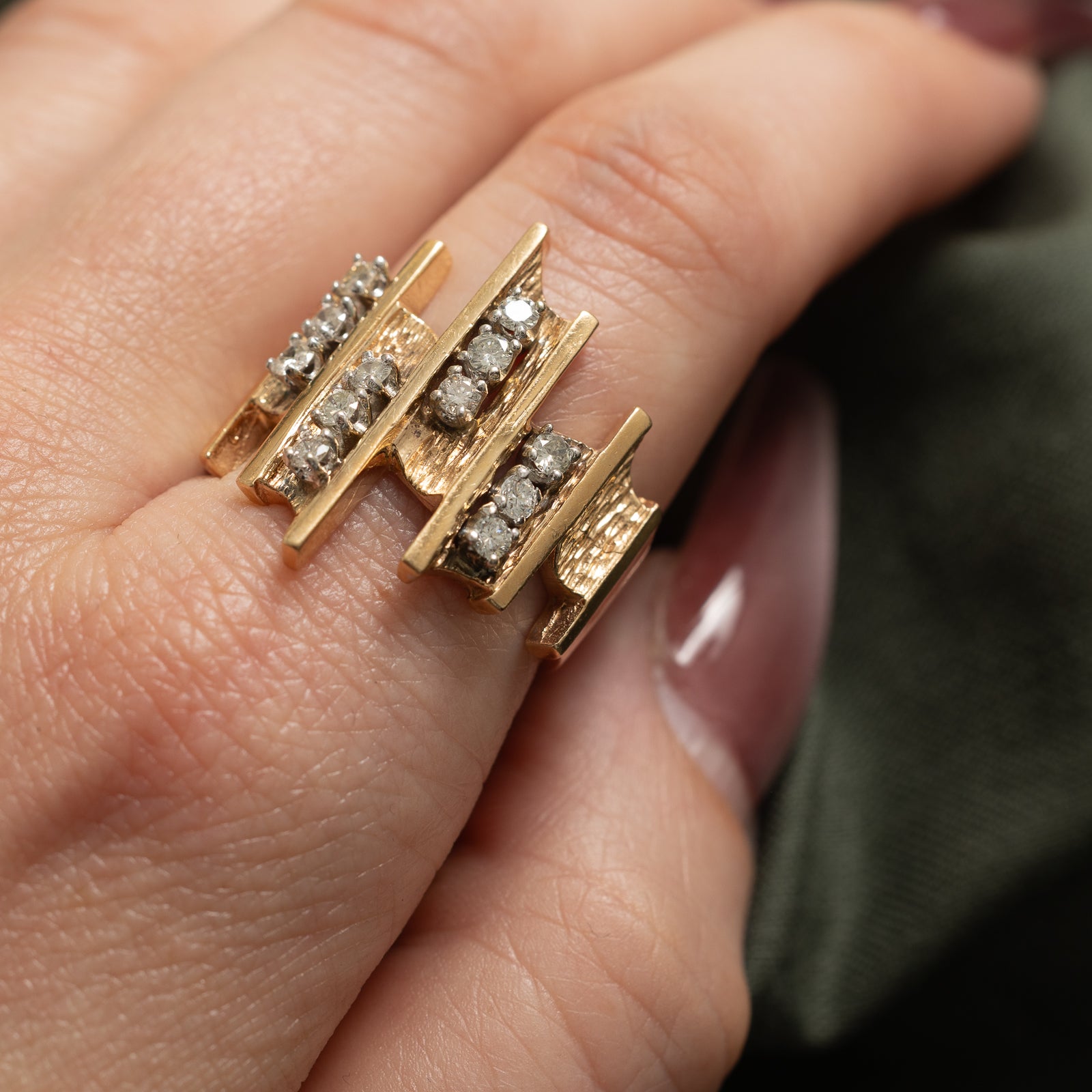 Elegant Diamond Multi-Column Abstract Ring | 0.58 Carat Total Weight | Size 8.75 | Perfect for Weddings, Anniversaries & Special Occasions