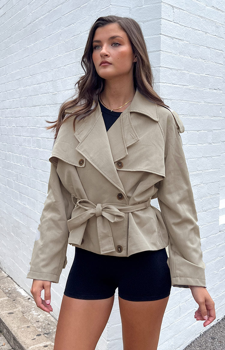 Azura Grey Cropped Trench Coat for Women - Stylish Water-Resistant Lightweight Jacket for Spring & Fall - Perfect for Office, Travel and Casual Outfits