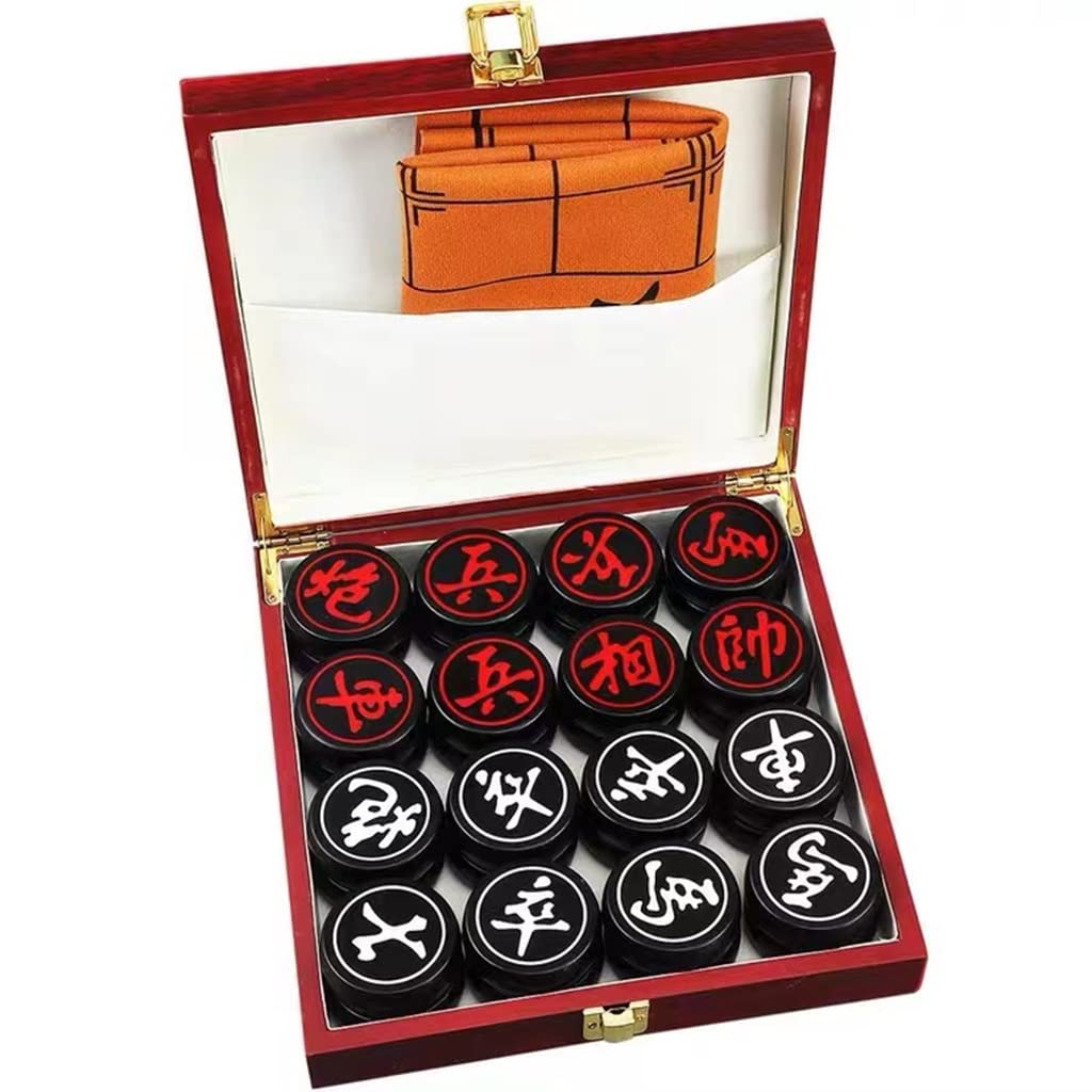 YUMM Acrylic Chinese Chess Set with Storage Box & Leather Checkerboard - 2 Player Strategy Game - 6cm/2.4