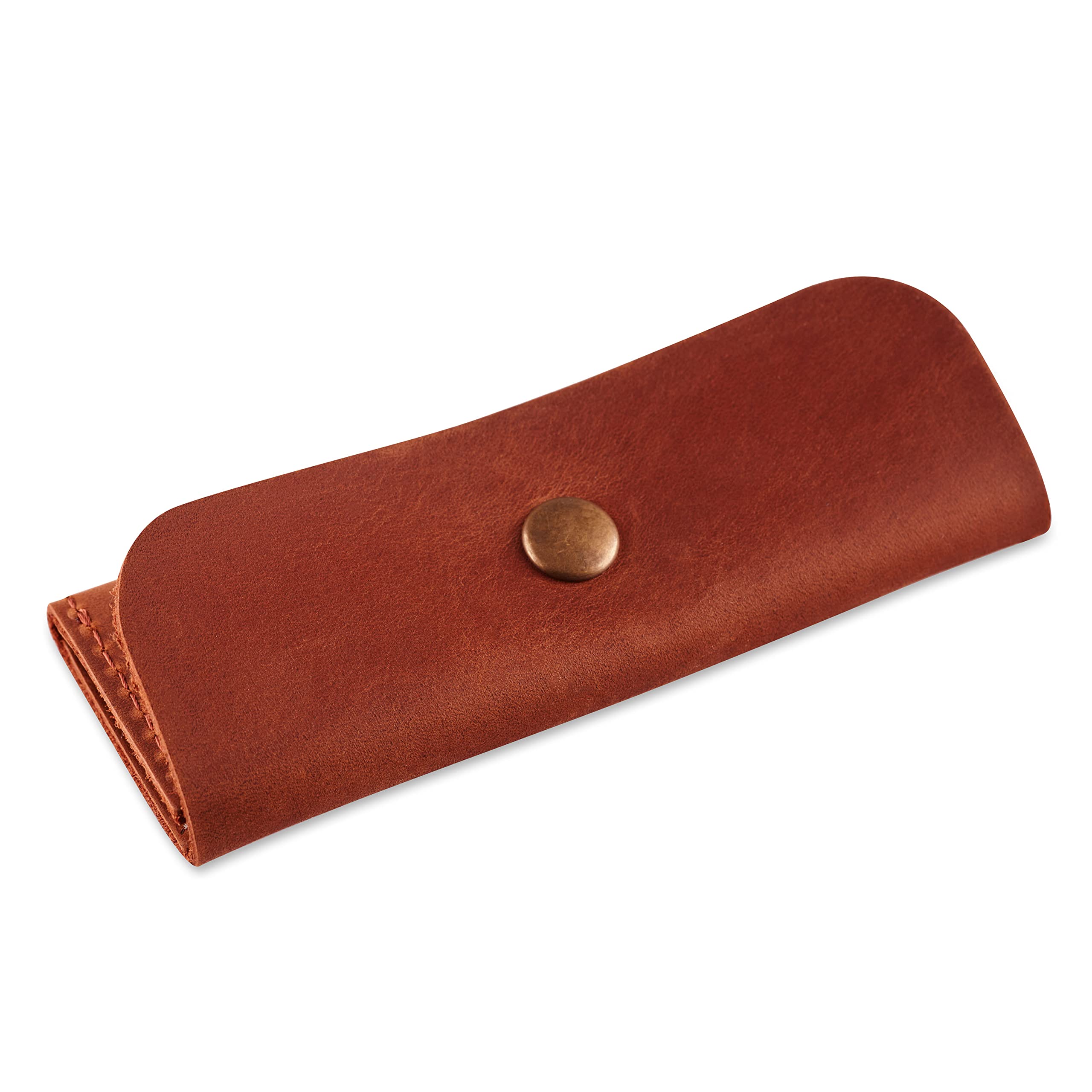 Premium Leather Guitar Pick Holder Case - Durable Plectrum Storage Bag with Secure Cover - Ideal Gift for Guitarists & Musicians (Cognac Brown) - Perfect for Practice, Gigs & Travel Accessories