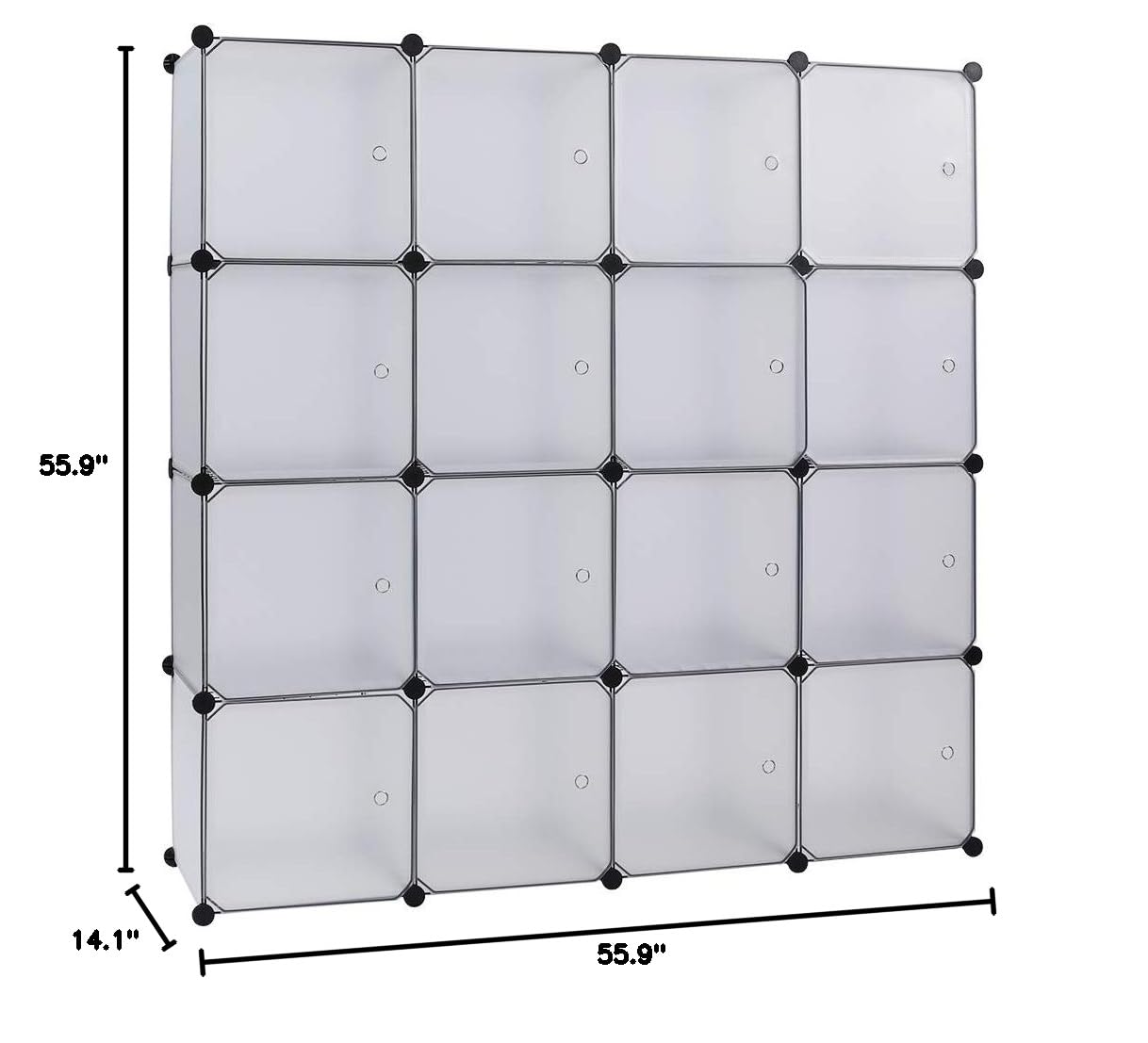 16-Cube Storage Shelf Organizer - White Bookcase, Bookshelf, Closet & Toy Cabinet for Home, Office & Kids Room Organization