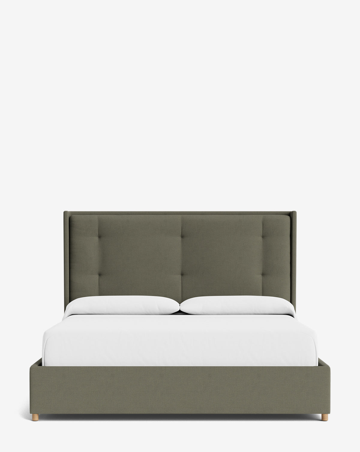 Luxury Ria Upholstered Bed Frame - Queen Size Platform Bed with Soft Fabric Headboard - Modern Bedroom Furniture for Master & Guest Rooms
