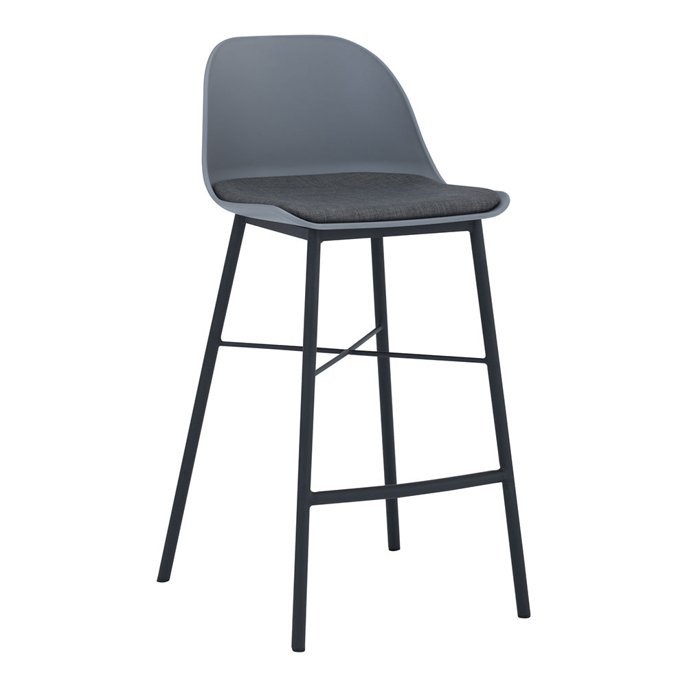 LAXMI Counter Stool - Modern Grey & Black Bar Stool for Kitchen Island, Breakfast Nook & Home Bar - Adjustable Height & Comfortable Seating