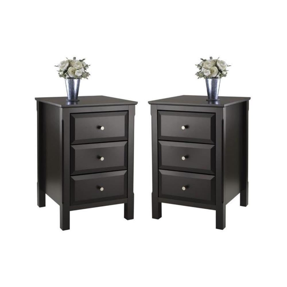 Black Composite Wood 3-Drawer Accent Table Set of 2 by Home Square - Perfect for Living Room, Bedroom, or Office Storage & Decor