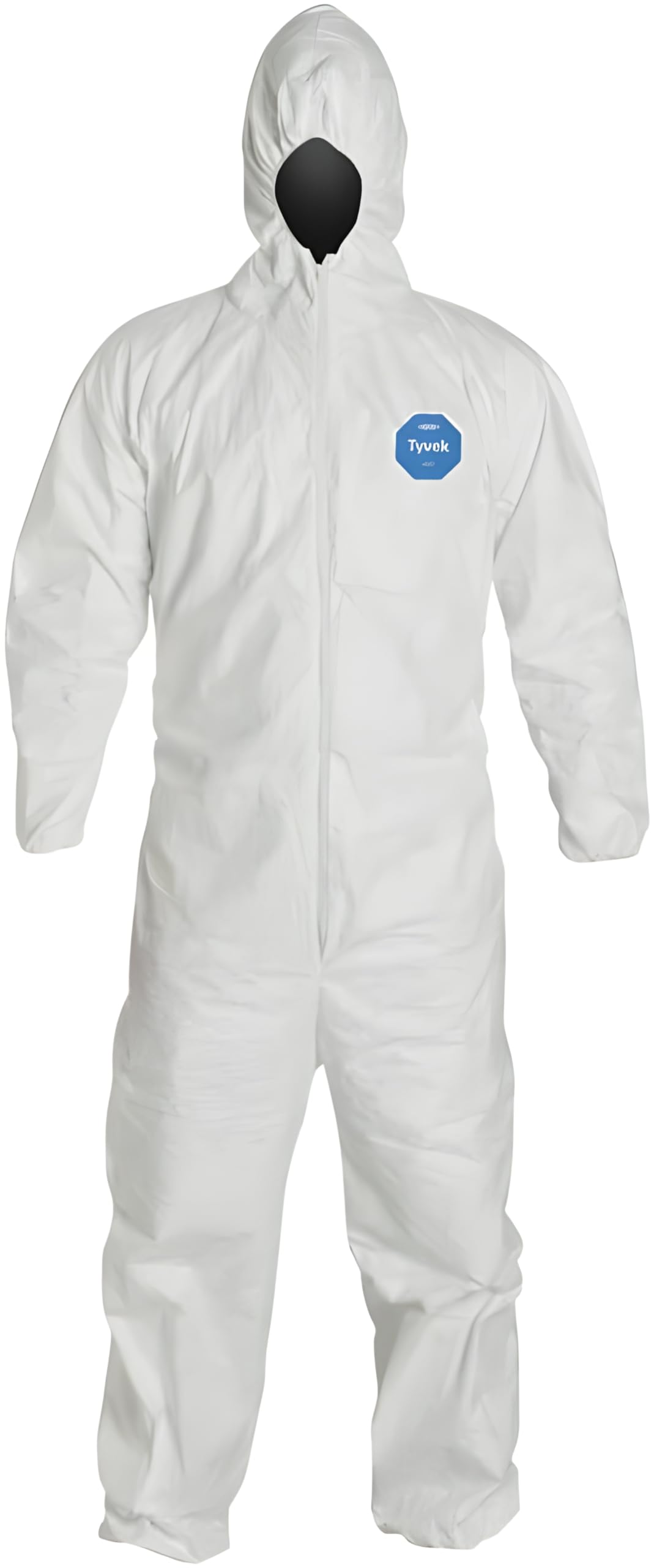DuPont Tyvek 400 TY127S Disposable Protective Coverall with Respirator-Fit Hood & Elastic Cuffs - White PPE Suit for Chemical Protection, Healthcare & Industrial Safety