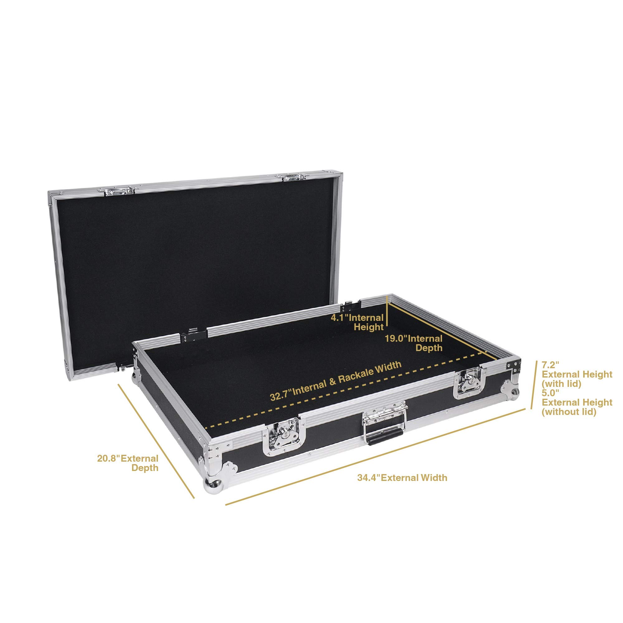 Heavy-Duty Plywood Guitar Pedal Board ATA Road Case - 32.7”x19” Interior with Pedal Mounting Tape Fastener (STRC-PD2) | Perfect for Touring Musicians & Professional Guitarists