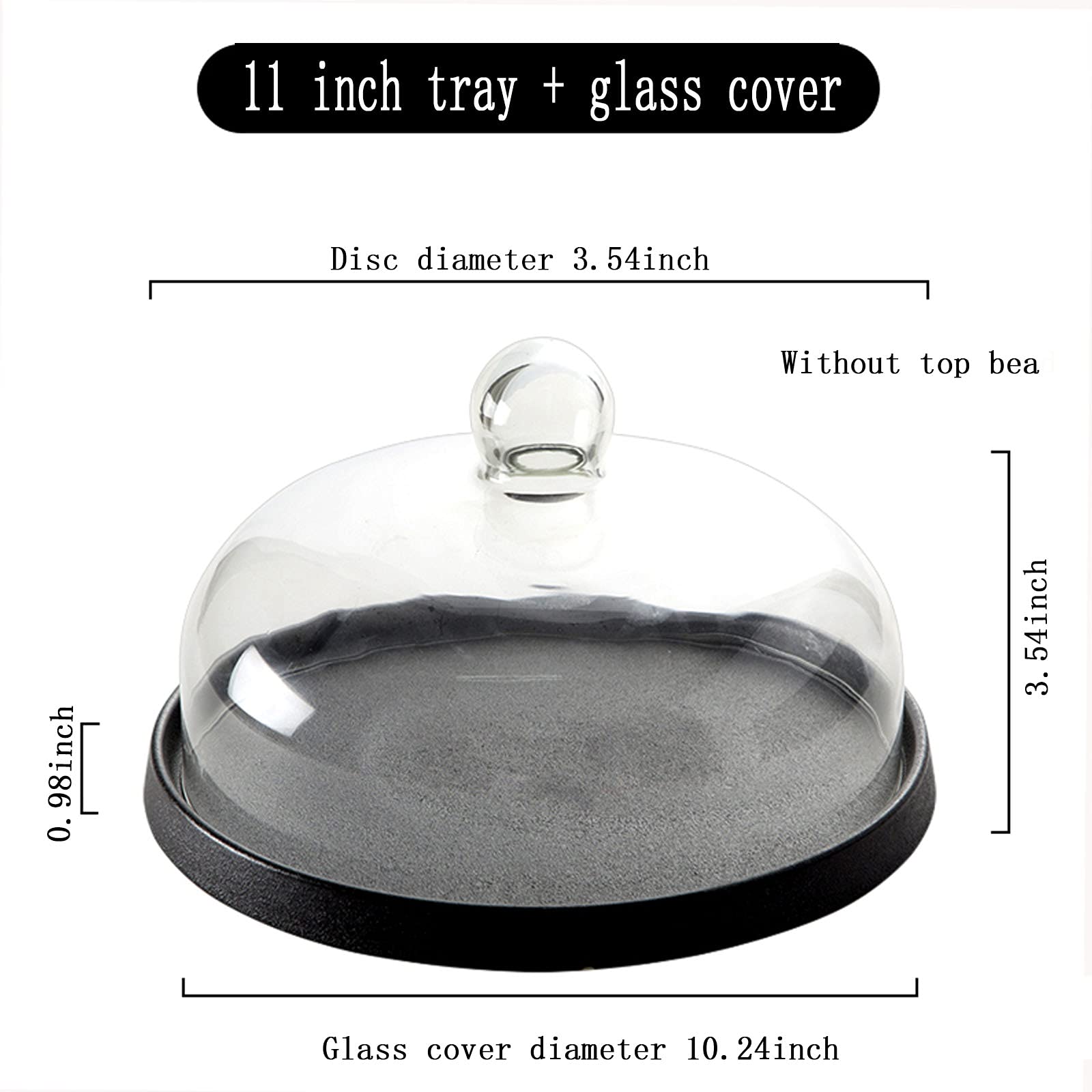 9/11-Inch Black Porcelain Cake Stand with Glass Dome Lid - Multi-Functional Serving Platter for Cupcakes, Desserts, and Party Decor - Elegant Display for Weddings, Birthdays, and Tea Parties
