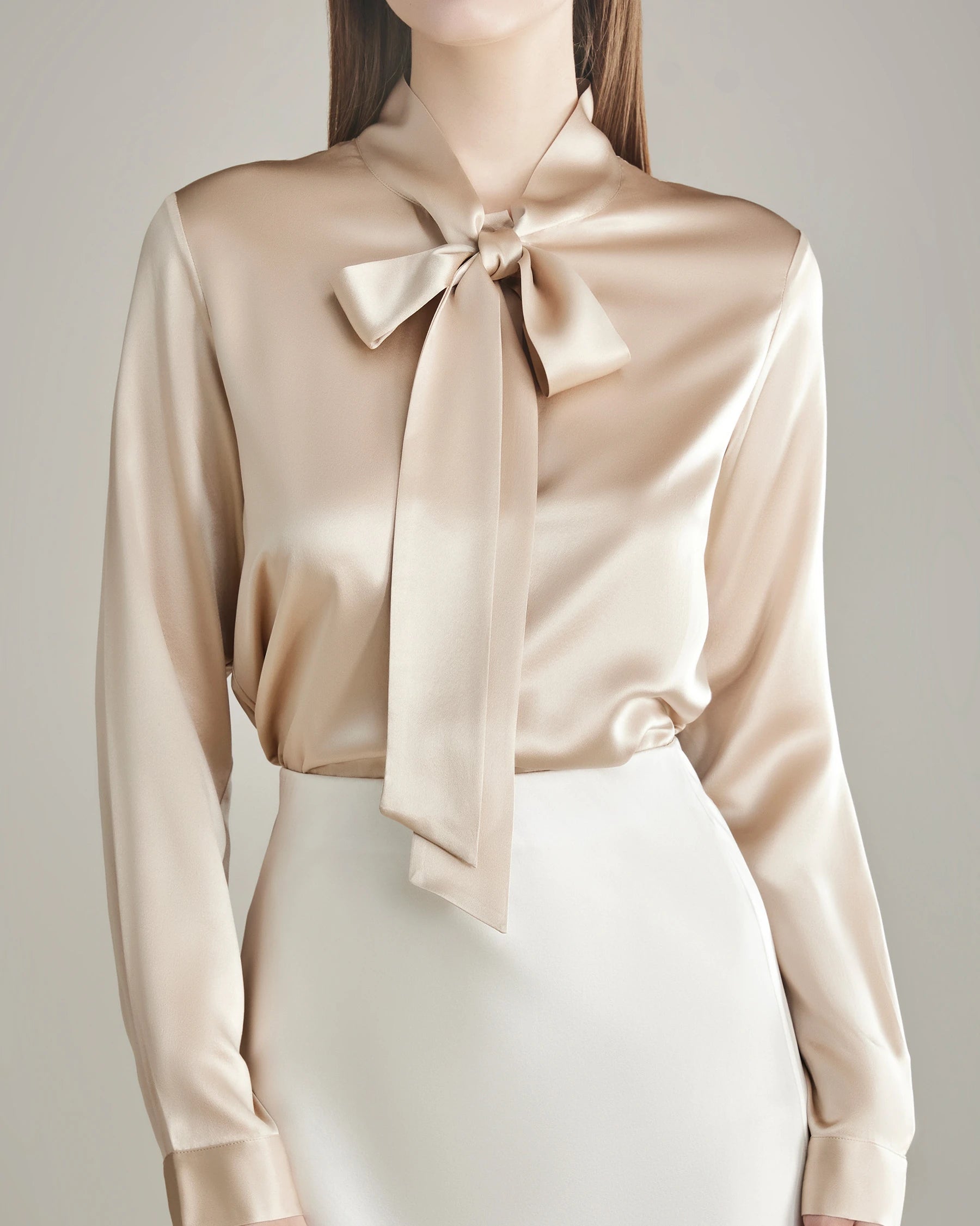 Elegant Silk Bow Tie Blouse for Women - Fashionable & Comfortable Ladies Top for Office, Party & Special Occasions
