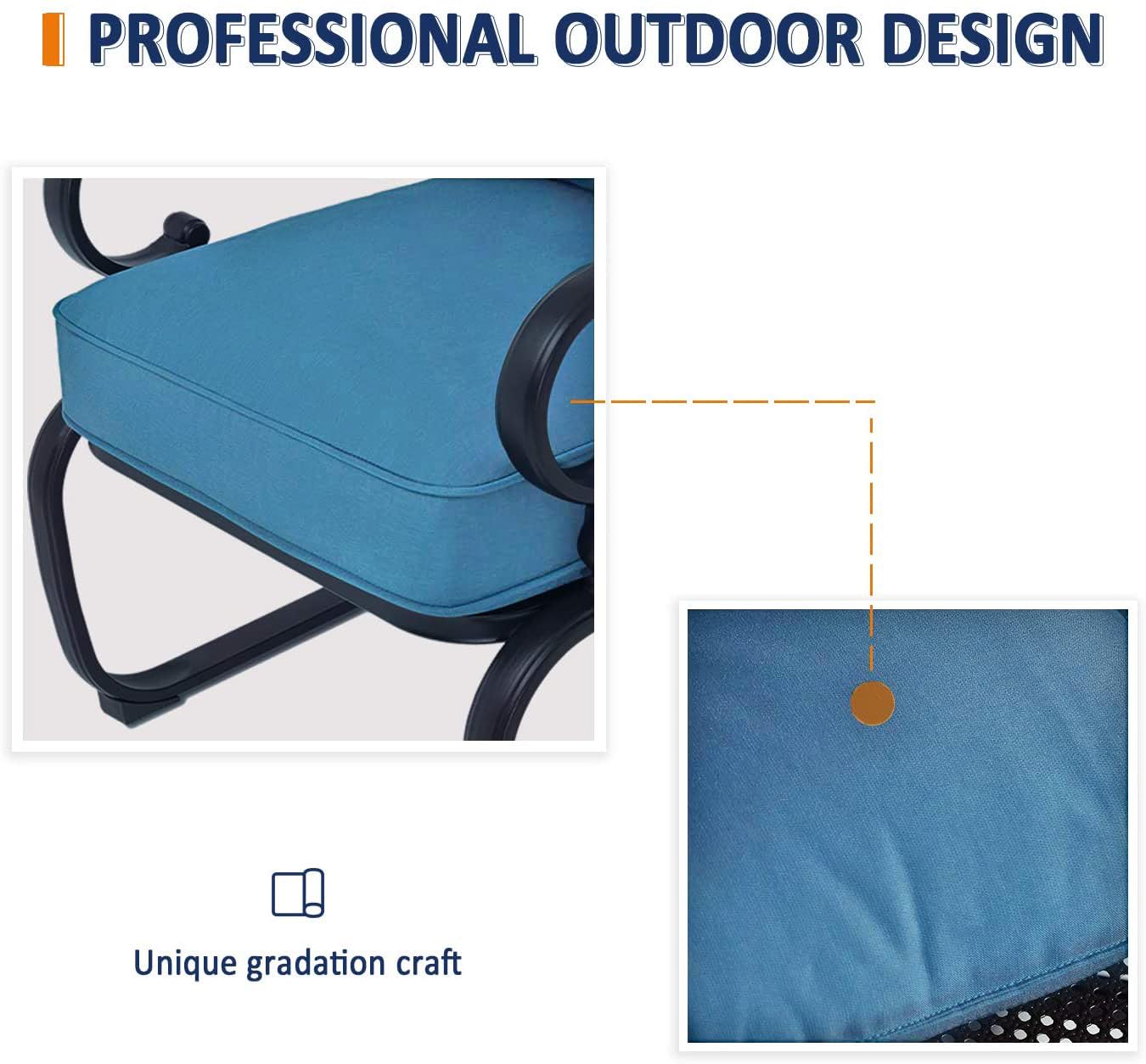 SOLAURA 5-Piece Outdoor Patio Furniture Set - Wrought Iron Loveseat & Spring Chairs - Peacock Blue - Perfect for Garden, Backyard, Poolside & Outdoor Relaxation
