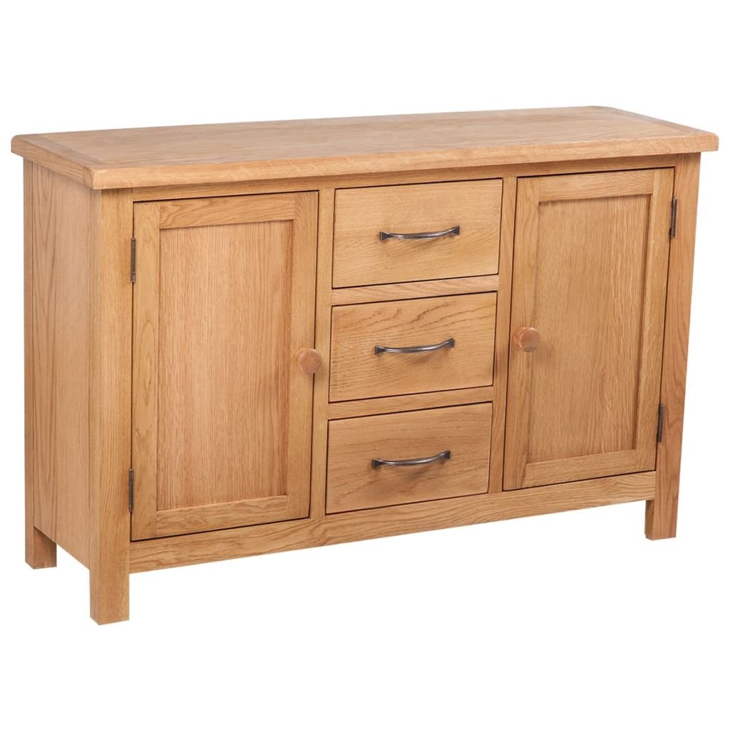 H.BETTER Solid Oak Wood Cabinet Console Table - 43.3