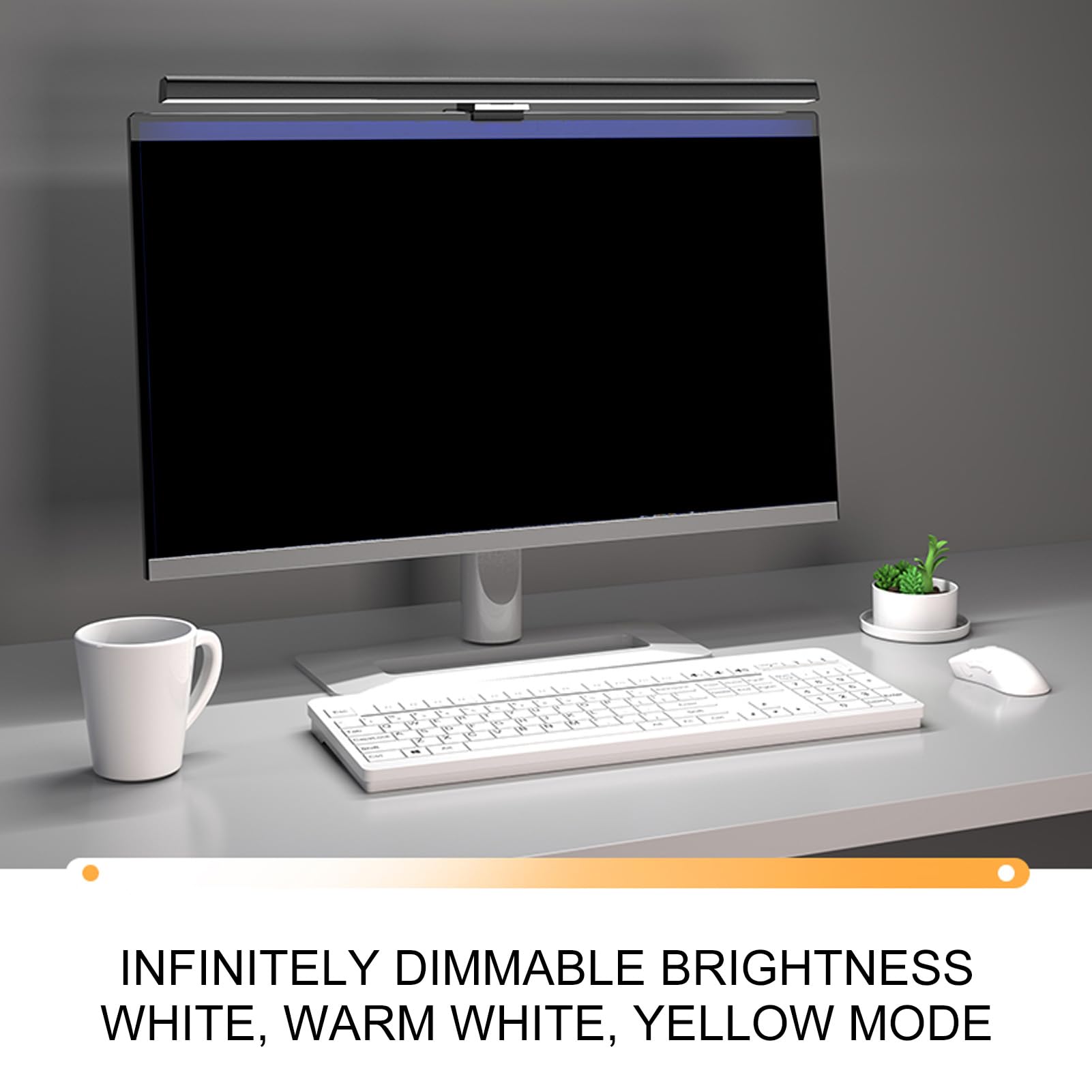 Joyzan Computer Monitor Light Bar - Dimmable LED Screen Lamp with Touch Control, Adjustable Stepless Dimming & Blue Light Reduction for Eye Strain Relief - Perfect for Home Office, Gaming & Reading (White)