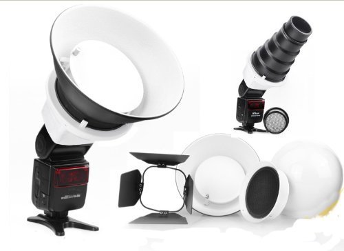 CowboyStudio Nikon Speedlight Portrait Lighting Kit - Includes Beauty Dish, Diffuser, Softbox, Honeycomb, Snoot & Barn Door for Nikon SB800 - Perfect for Studio Photography, Portrait Shoots & Professional Lighting Setups