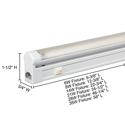 Jesco Lighting SG5-35SW/64 35W T5 Light Fixture - 6400K Daylight White, Grounded with Switch | Energy Efficient Office Lighting, Workshop & Garage Light Fixture