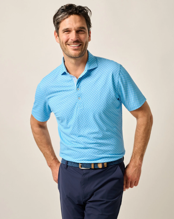 Johnnie O Daisy Prep Performance Polo Shirt for Men - Classic Malibu Blue Golf & Tennis Shirt with Moisture-Wicking Fabric | Perfect for Casual Wear, Office & Outdoor Sports