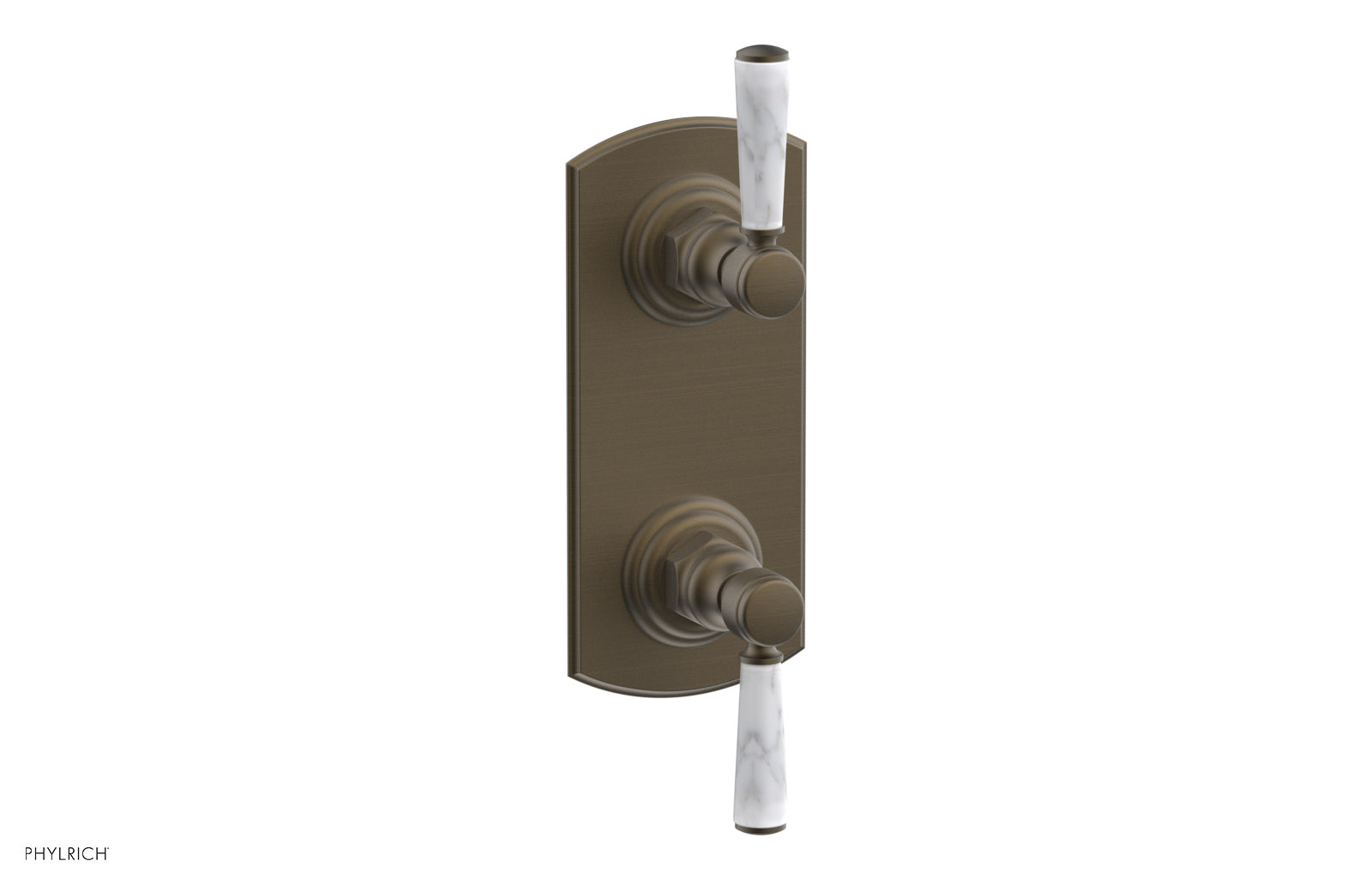 HEX TRADITIONAL / HENRI 1/2 Thermostatic Valve with Volume Control or Diverter - White Marble Handles (4 155) - Perfect for Bathroom & Shower Fixture Upgrades