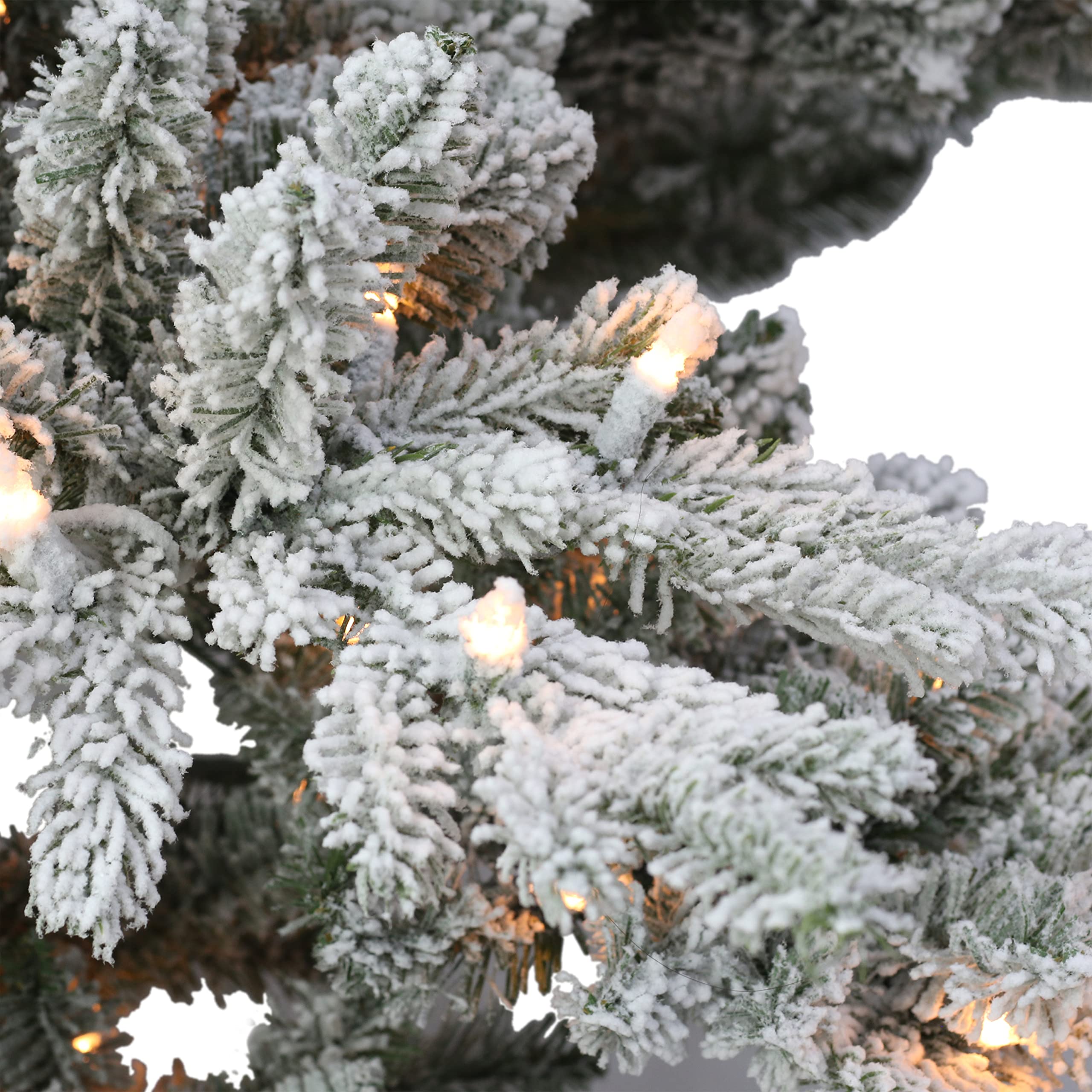 Puleo International 7.5ft Pre-Lit Flocked Artificial Christmas Tree - 500 LED Lights, Realistic Utah Fir Design | Perfect for Living Room, Office & Holiday Decor