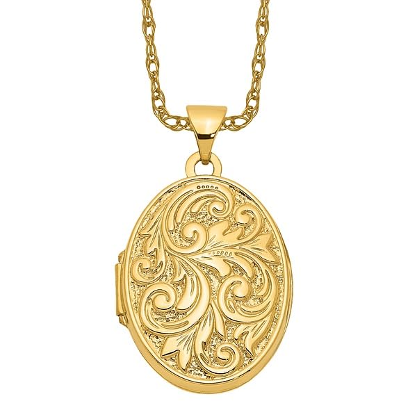 14K Solid Yellow Gold Personalized Photo Locket Necklace - 