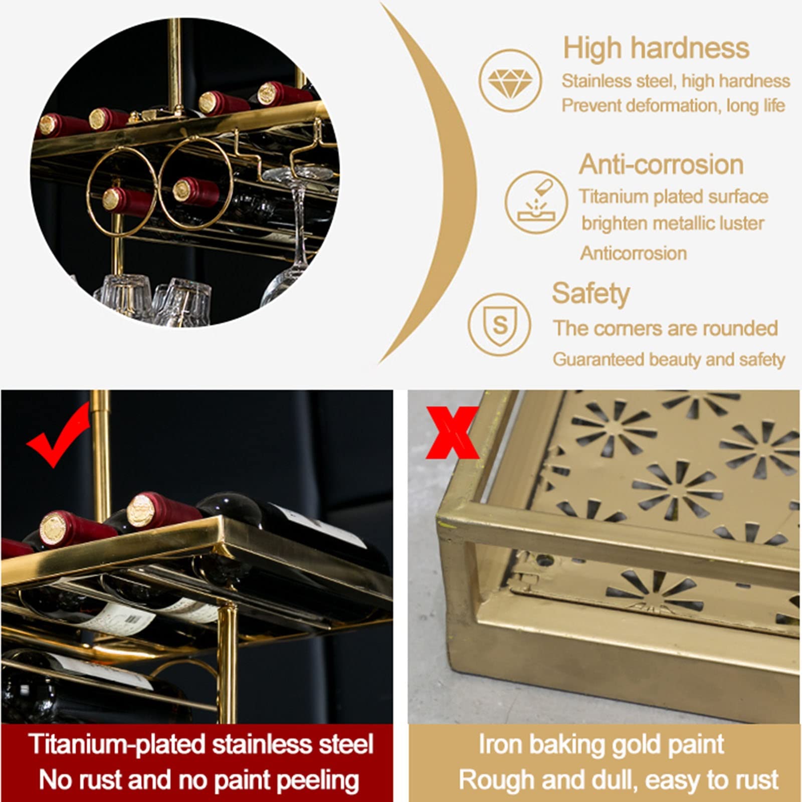 Premium Gold Ceiling Wine Glass Rack - 24