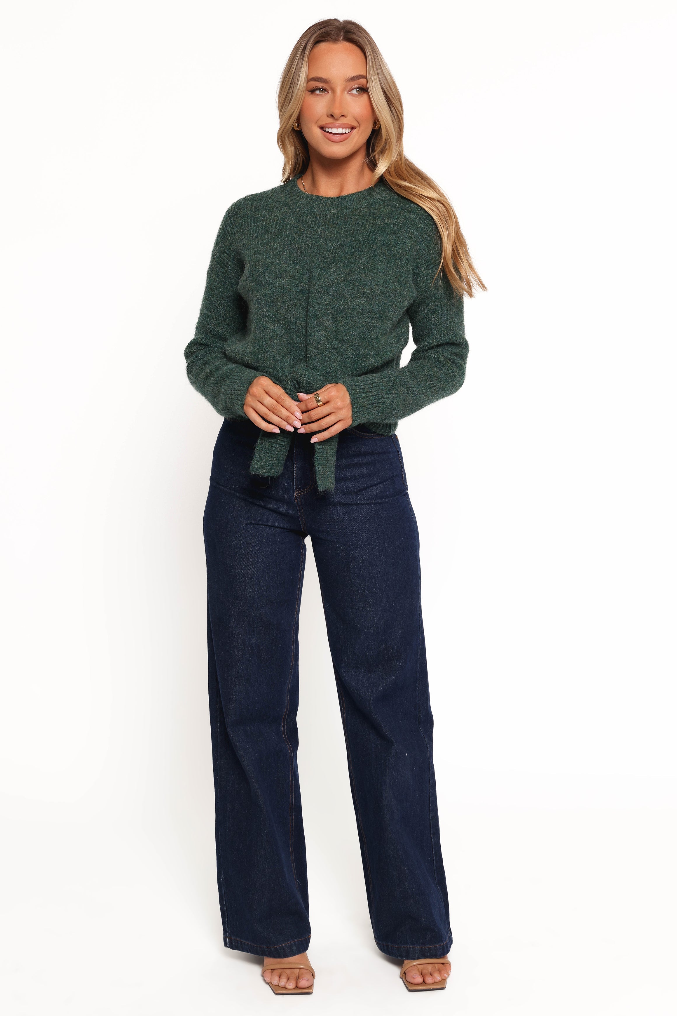 Captivate Knit Sweater for Women - Soft Emerald Green Pullover | Cozy Winter Fashion & Casual Outfit Essential