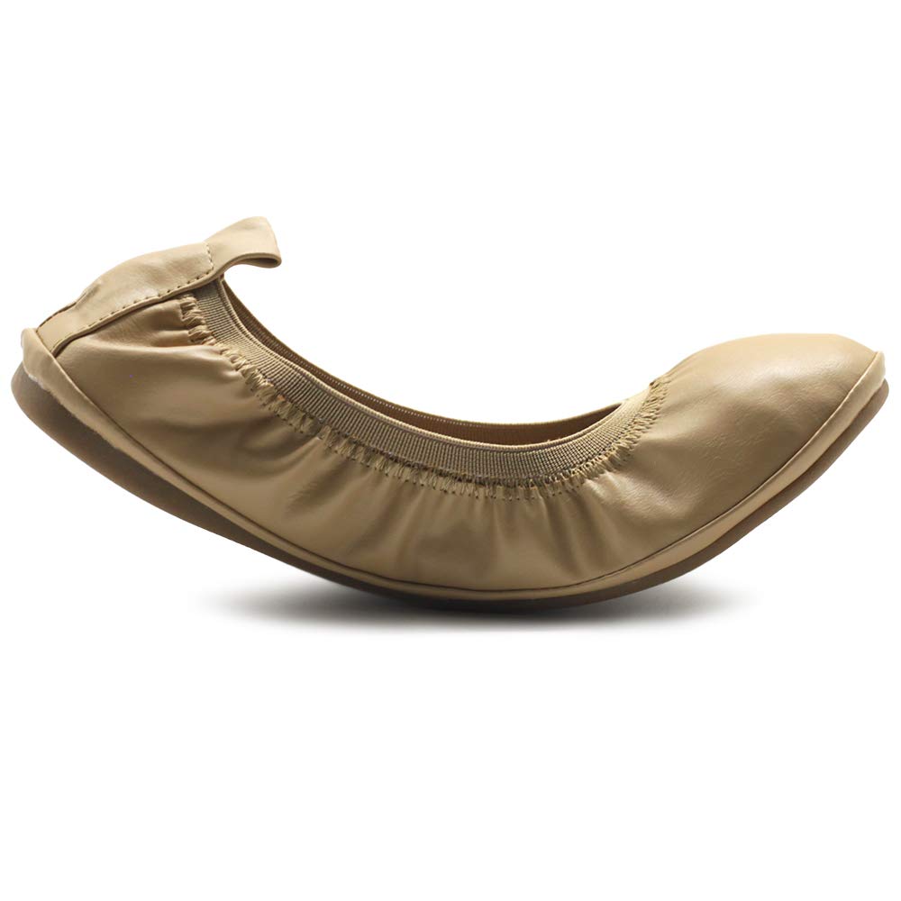 Ollio Women's Comfort Ballet Flats with Shoe Collar Pull Tab - Slip-On Casual Shoes for Work, Travel & Everyday Wear