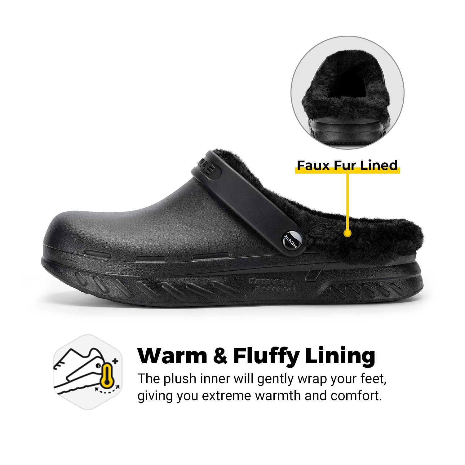 FitVille Men's Wide Winter Clogs - Slip Resistant, Fur Lined Chef Shoes - Waterproof House Slippers for Recovery & Comfort - Perfect for Kitchen, Medical Work & Indoor Relaxation
