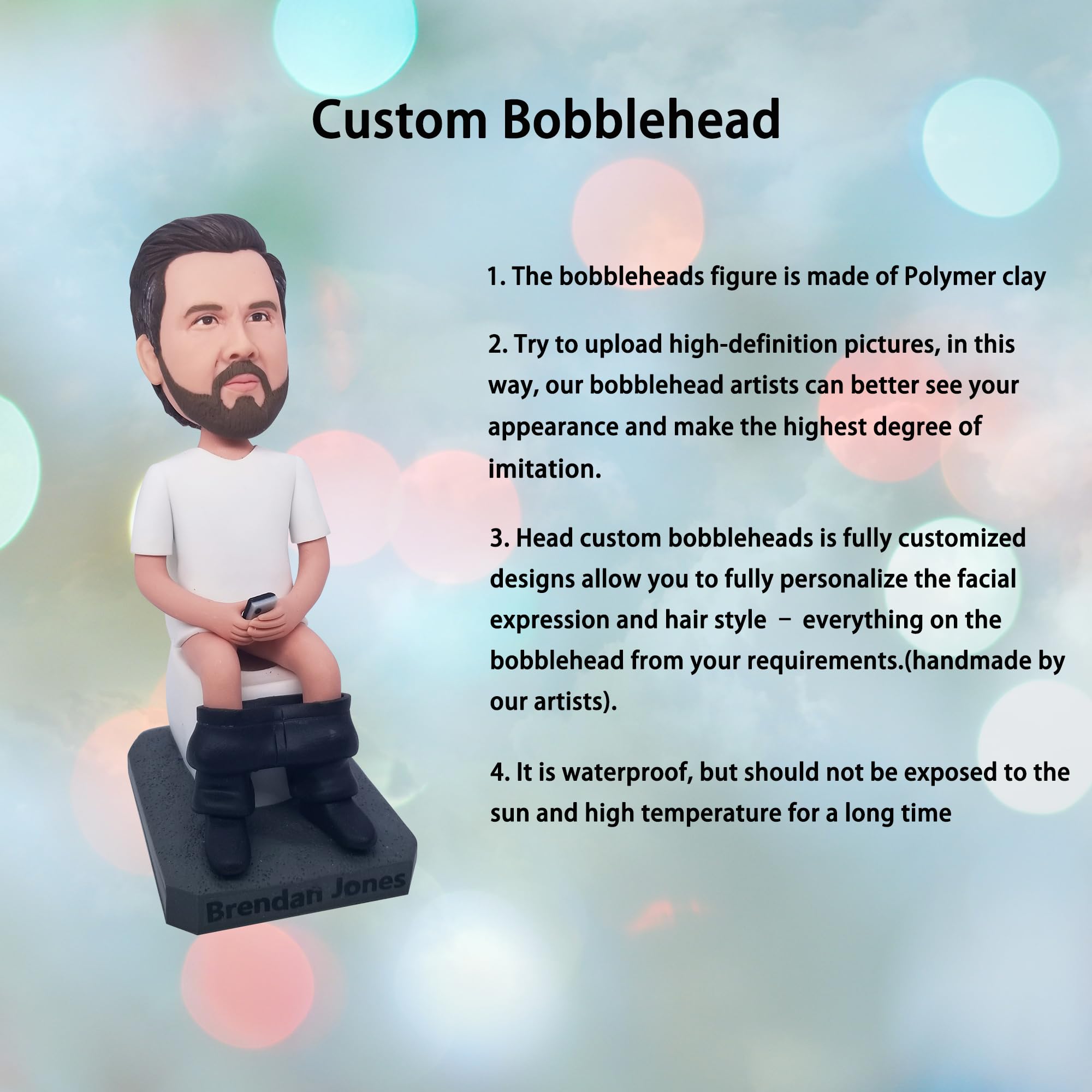 Custom Bobbleheads Figure - Personalized Toilet Man Bobblehead in White Shirt | Unique Photo-Based Gift for Friends, Coworkers & Family | Perfect for Birthdays, Office Pranks & Gag Gifts