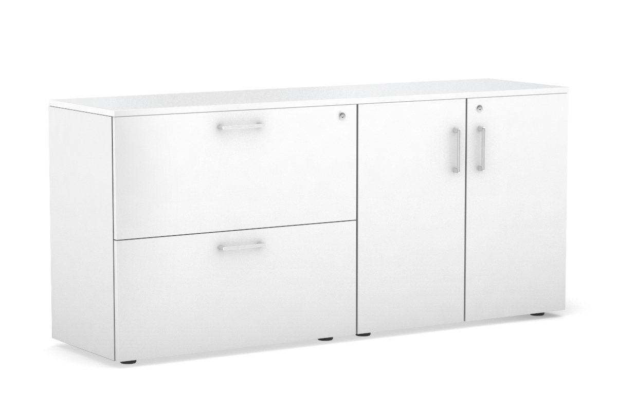 2-Drawer Lateral File Cabinet with 2-Door Storage Cupboard - Office Organization & Document Storage Solution for Home & Business Workspaces