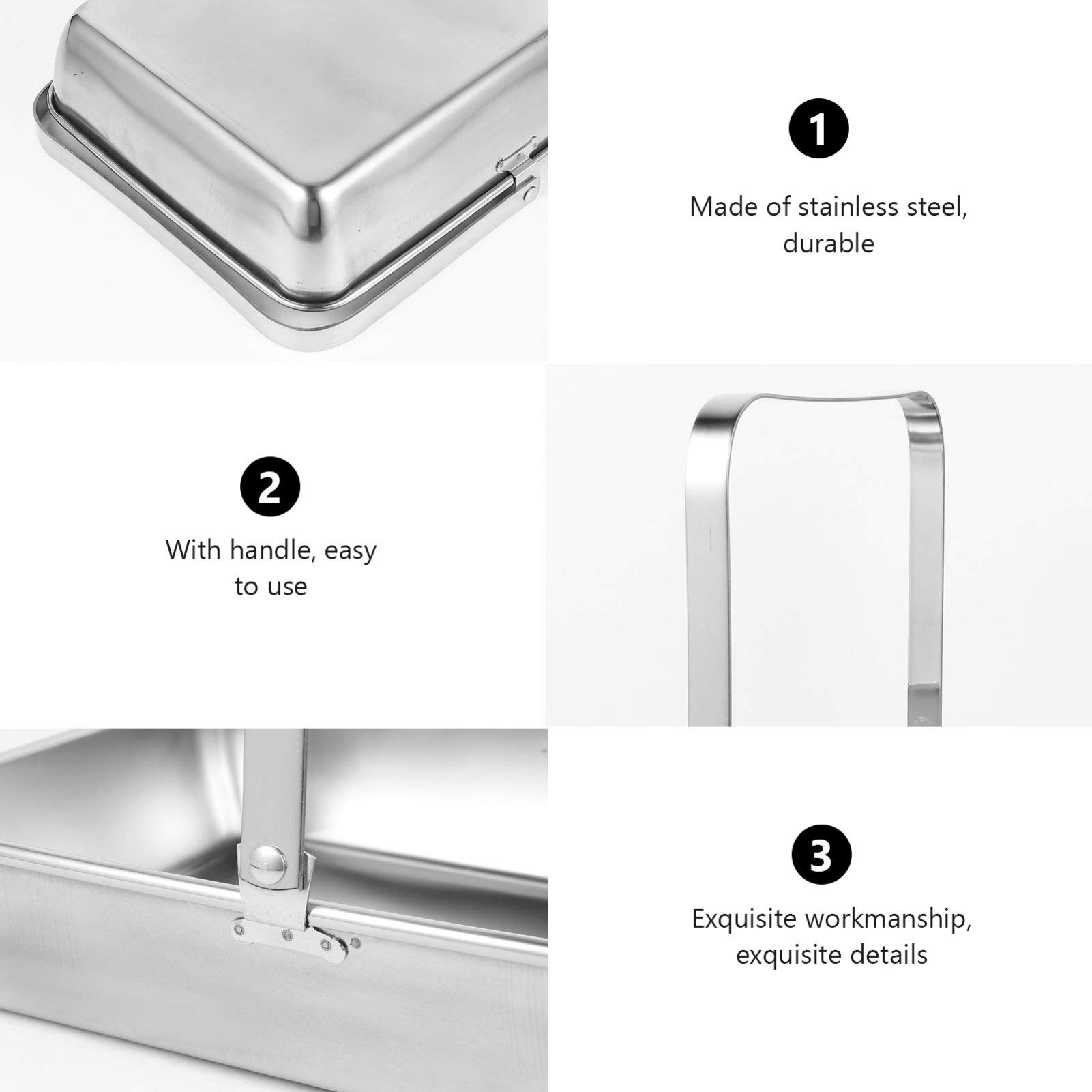 Hemoton Stainless Steel Rectangular Towel & Jewelry Tray - Multipurpose Serving Dish for Bathroom, Kitchen & Dining - Decorative Metal Plate for Fruits, Snacks & Home Decor