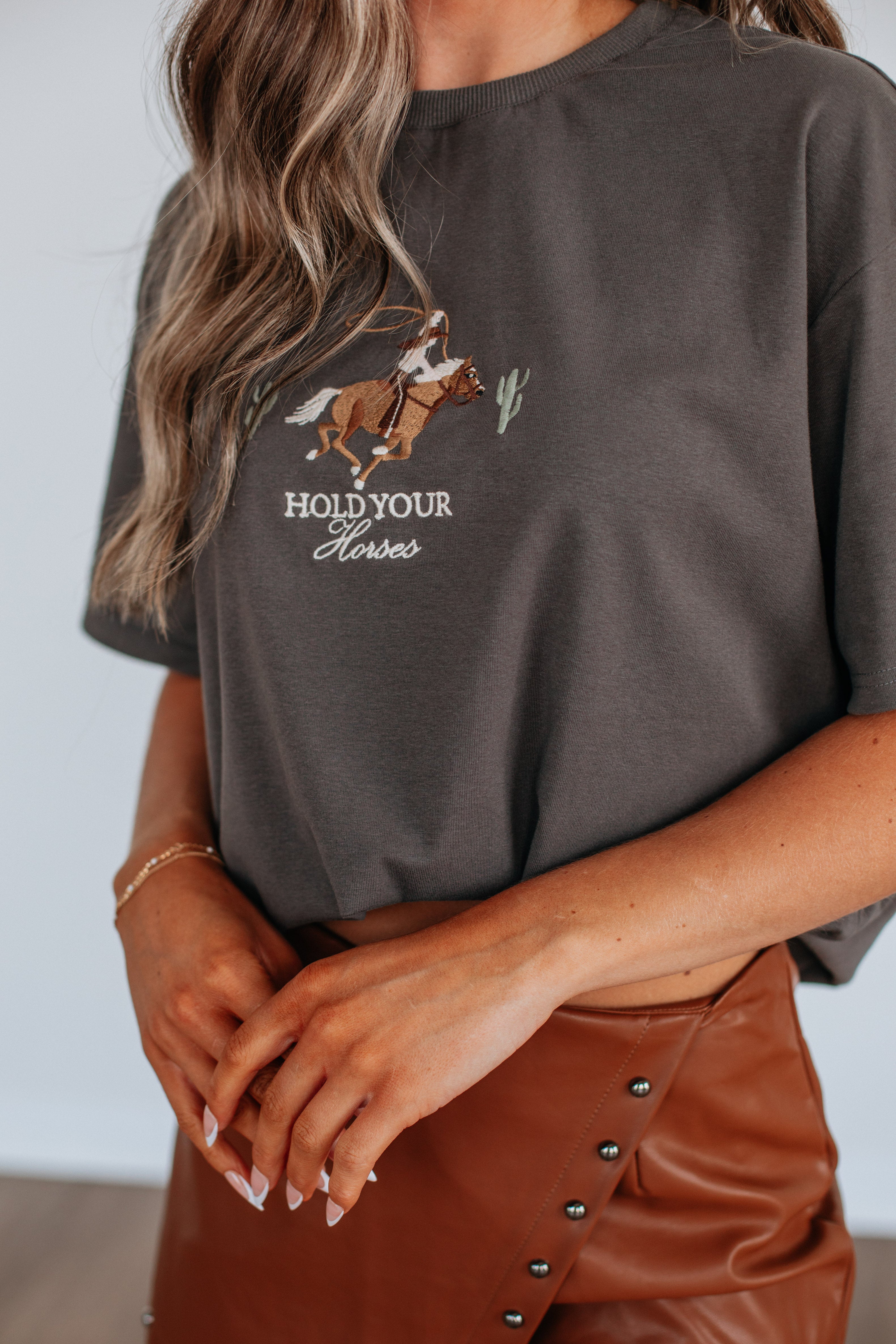 Hold Your Horses Graphic Tee - Funny Horse Lover T-Shirt for Men & Women - Casual Wear for Equestrian Enthusiasts & Animal Lovers