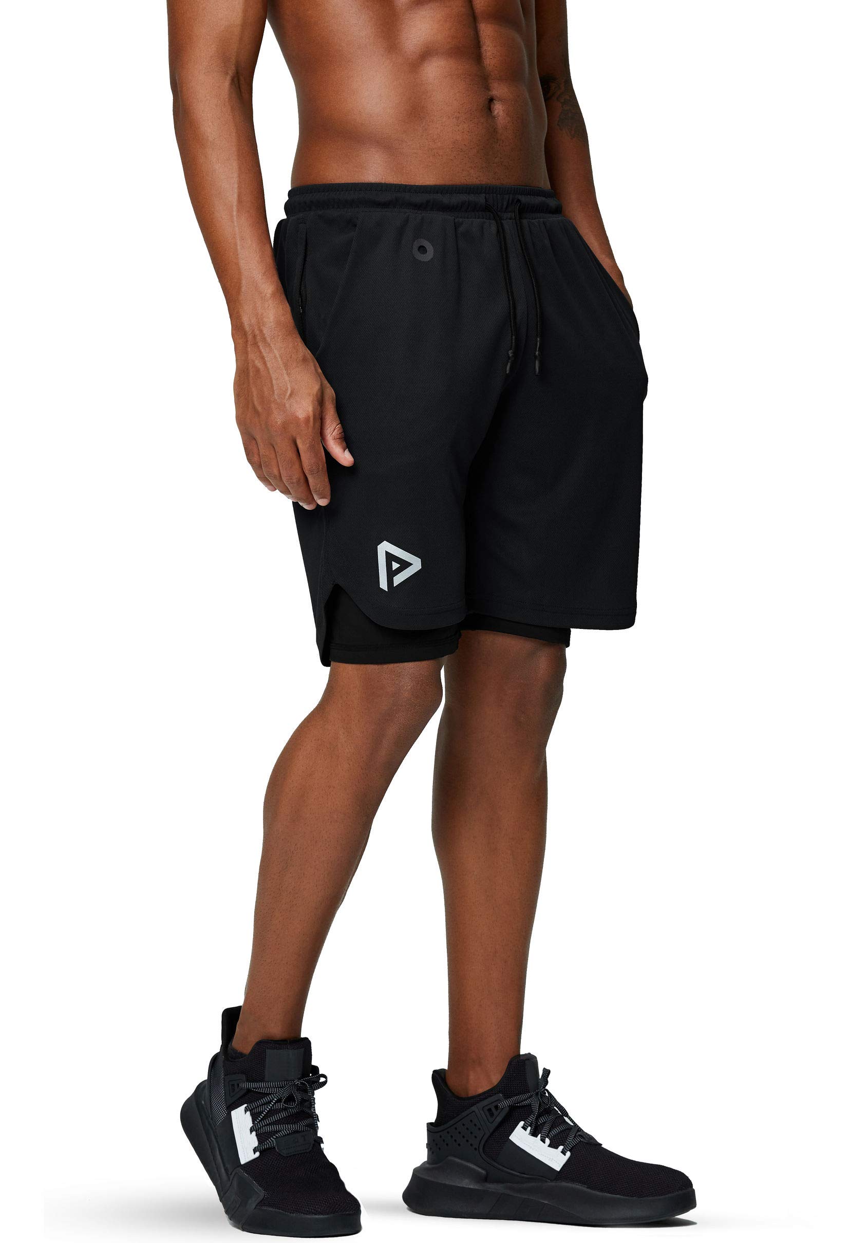 Pinkbomb Men's 2-in-1 Running Shorts with Phone Pocket - Quick Dry Gym Workout Shorts for Men - Perfect for Jogging, Training & Outdoor Activities